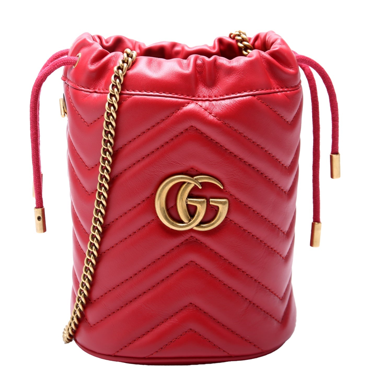 Gucci 575163 Marmont Mini Bucket Red Bag