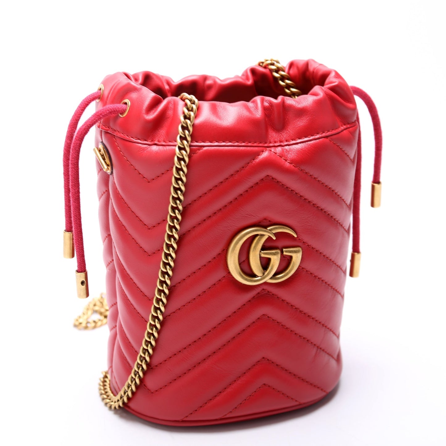 Gucci 575163 Marmont Mini Bucket Red Bag