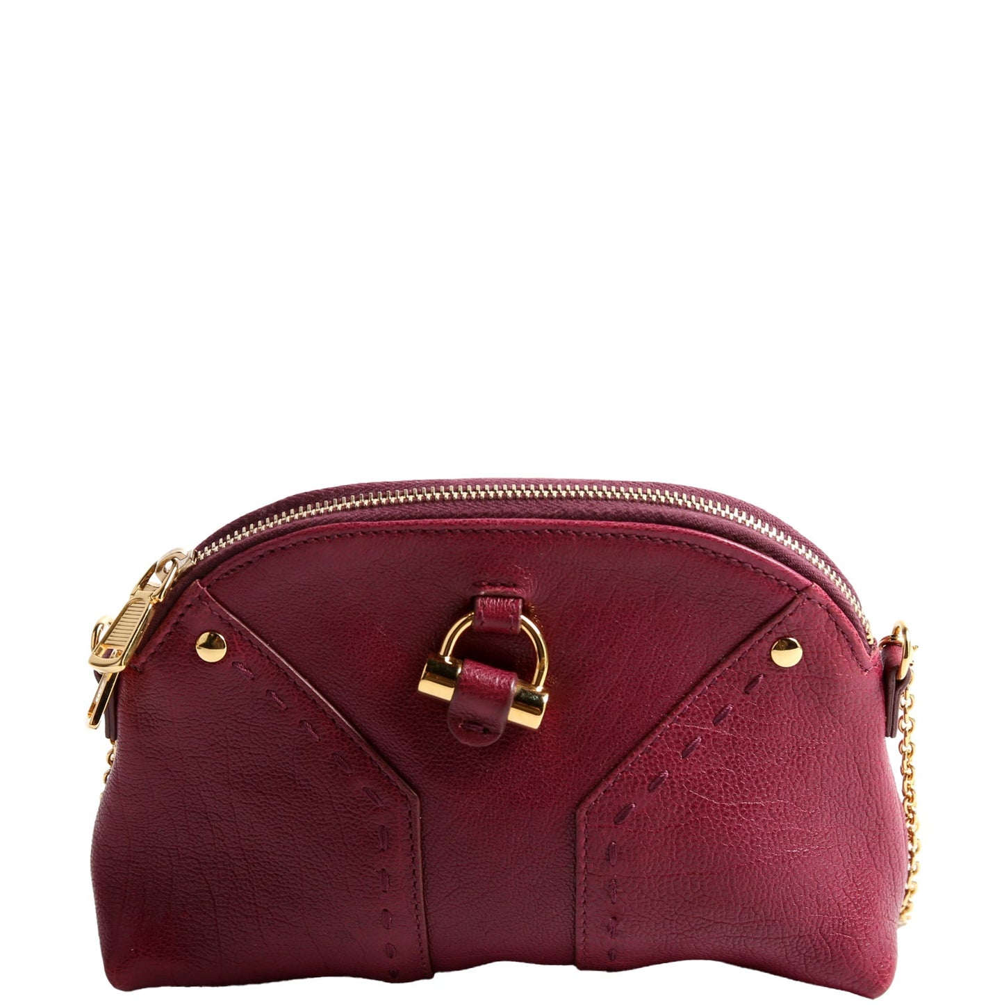 Saint Laurent 291201 Mini M  Chain Calfskin Berry Bag