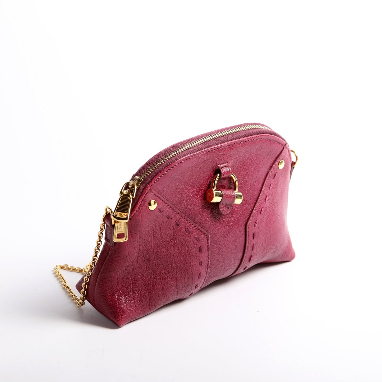 Saint Laurent 291201 Mini M  Chain Calfskin Berry Bag