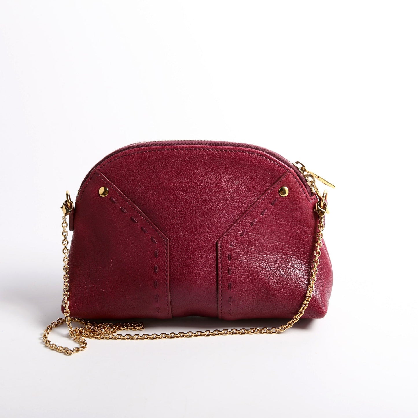 Saint Laurent 291201 Mini M  Chain Calfskin Berry Bag