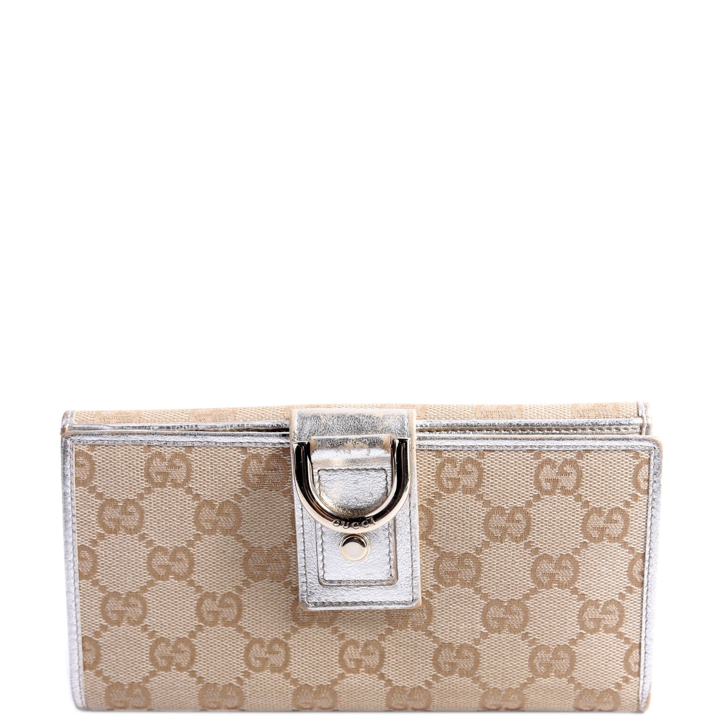 Gucci  GG Canvas Abbey Long Wallet Tan/Gold