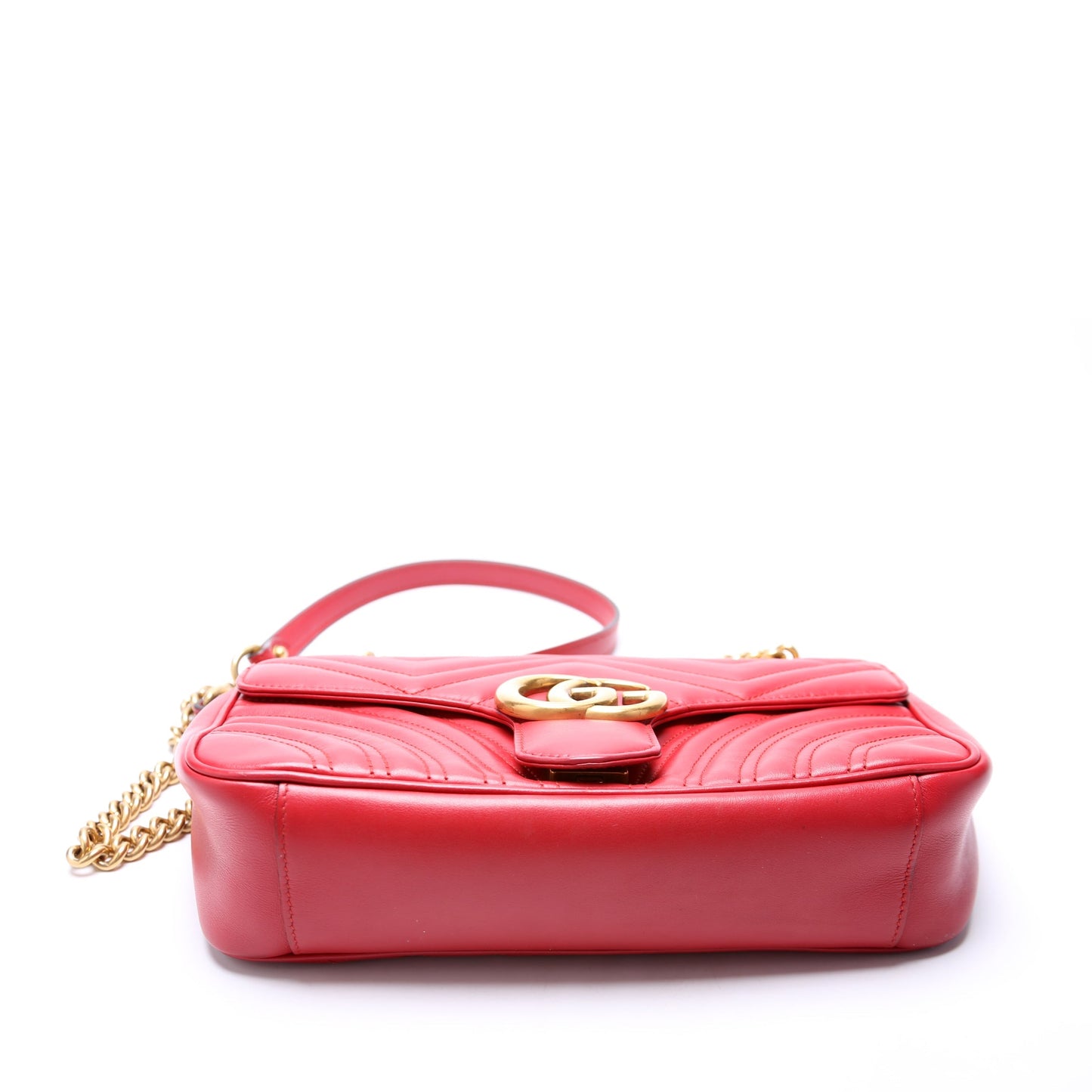Gucci Marmont Leather Shoulder Small Flap Red