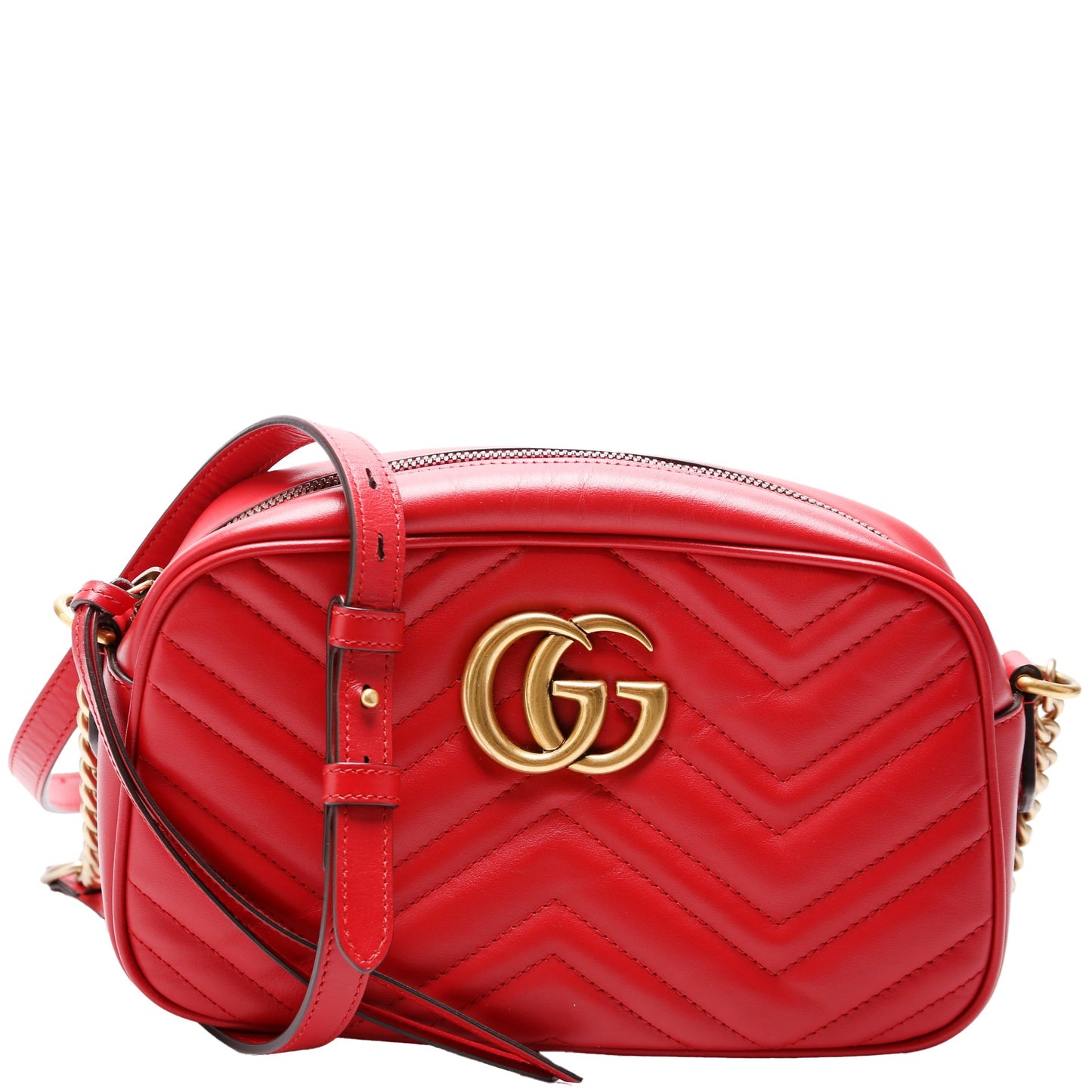 Gucci 447632 Marmont Small Leather Camera Red Bag
