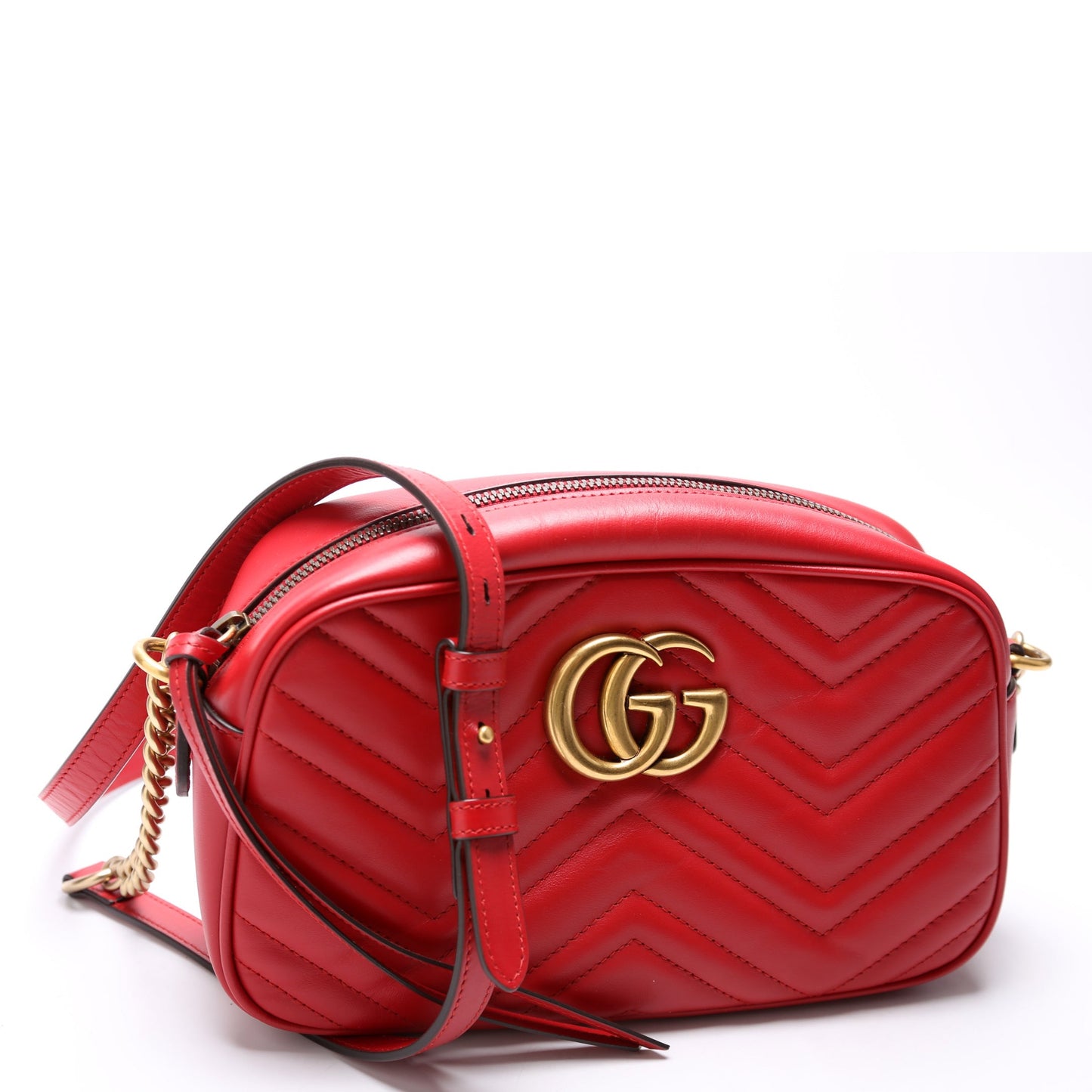 Gucci 447632 Marmont Small Leather Camera Red Bag
