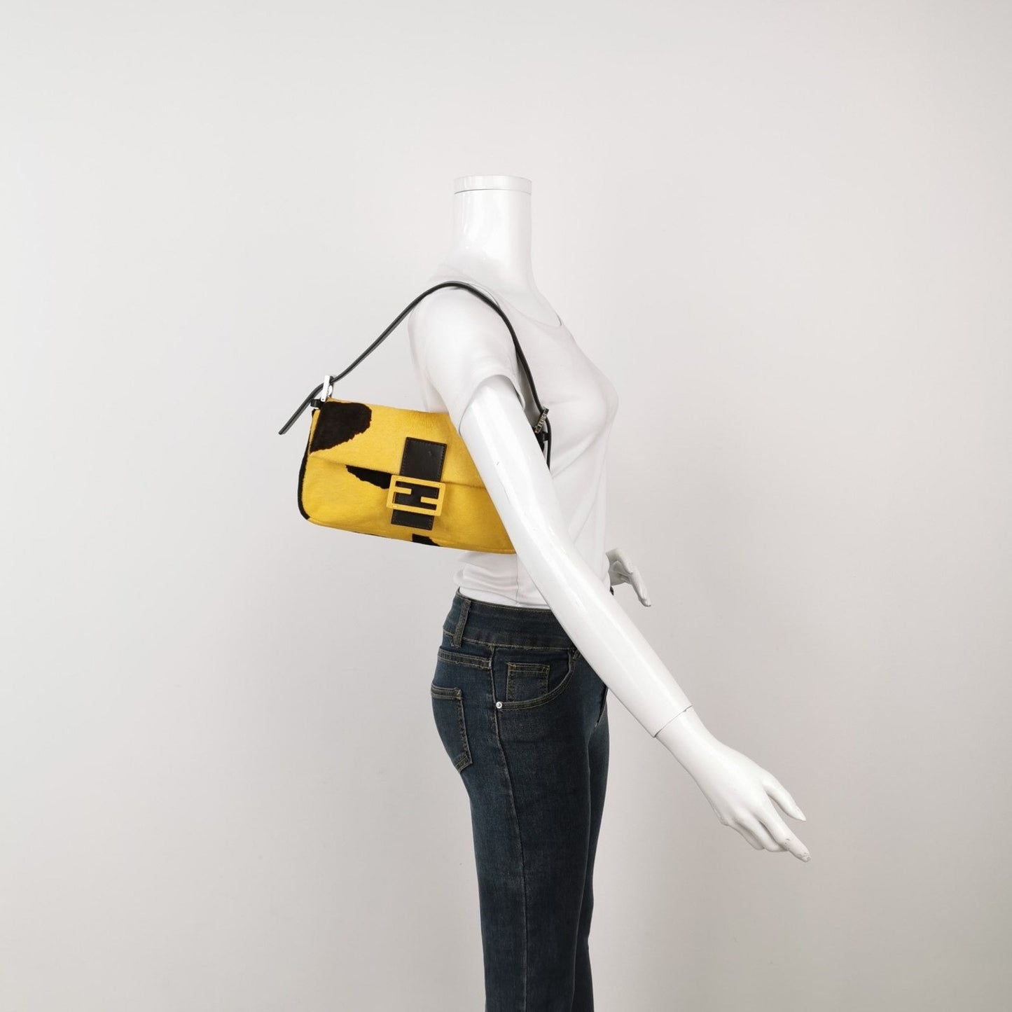 Fendi Baguette Pony hair in cow print yellow