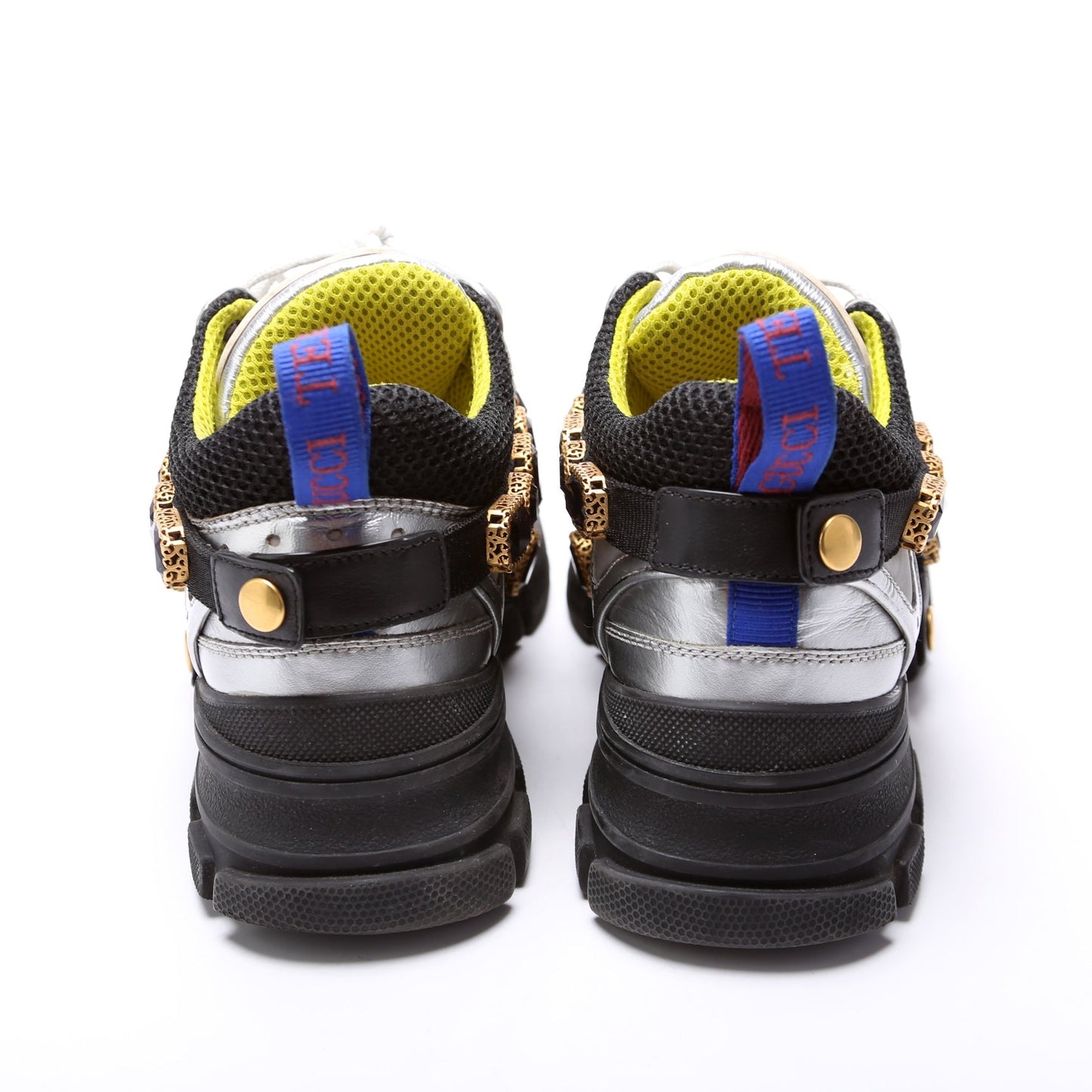 Gucci Flashtrek Jeweled Sneakers Size  Silver