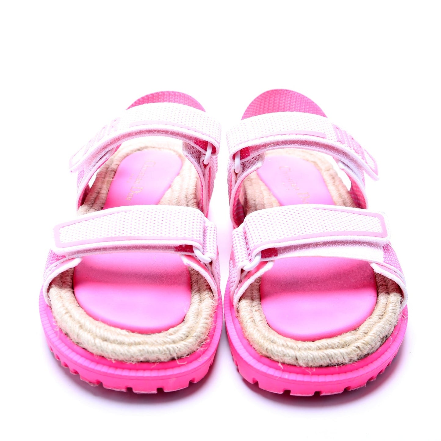 Dioract Tech Knit Jute Sandals Size 38 Pink