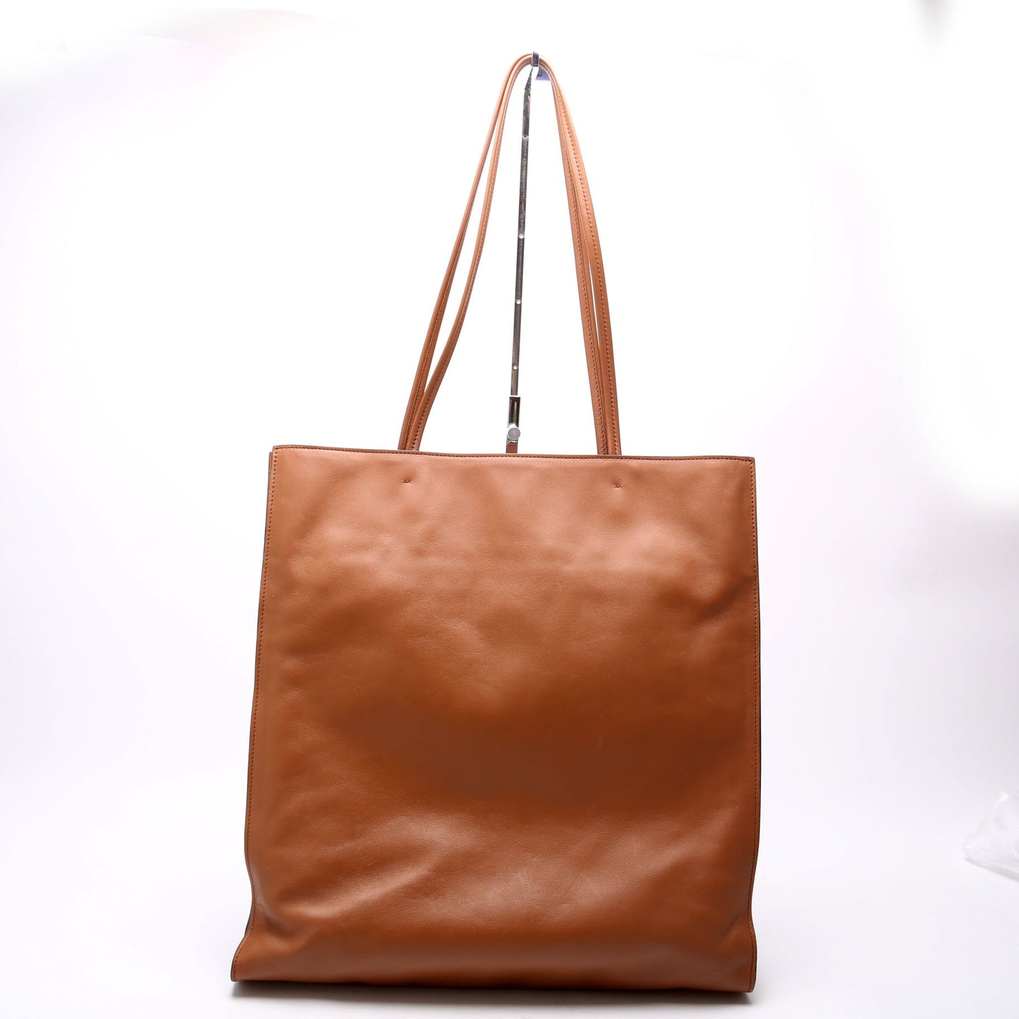 Prada Soft Calfskin Triangle Logo Shopper Tote Brown Bag
