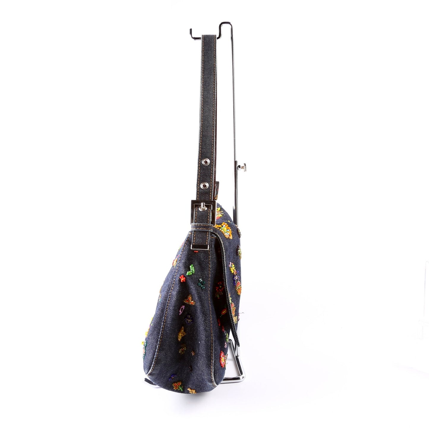Fendi Beaded Denim Mamauette Navy/Multicolor Bag