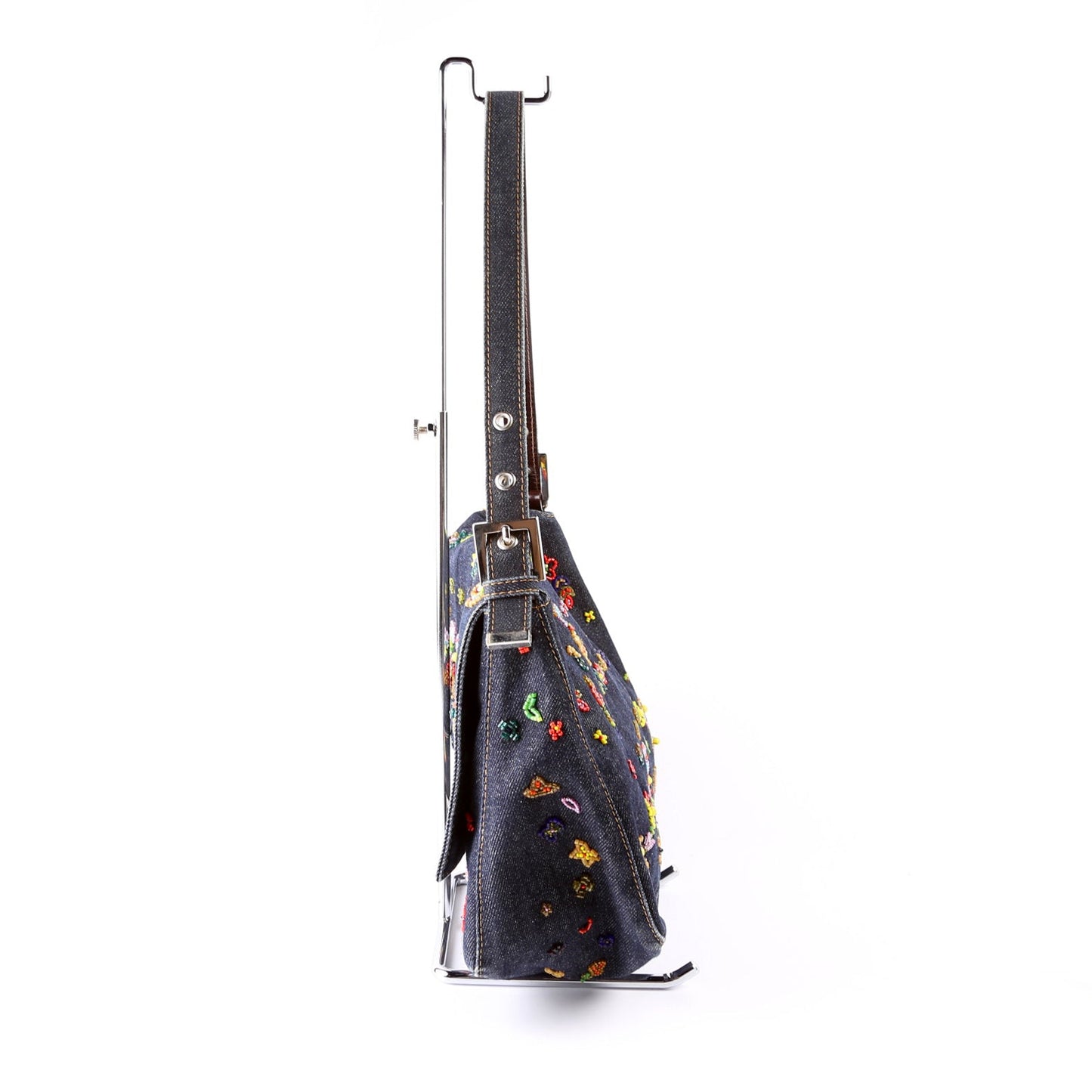 Fendi Beaded Denim Mamauette Navy/Multicolor Bag