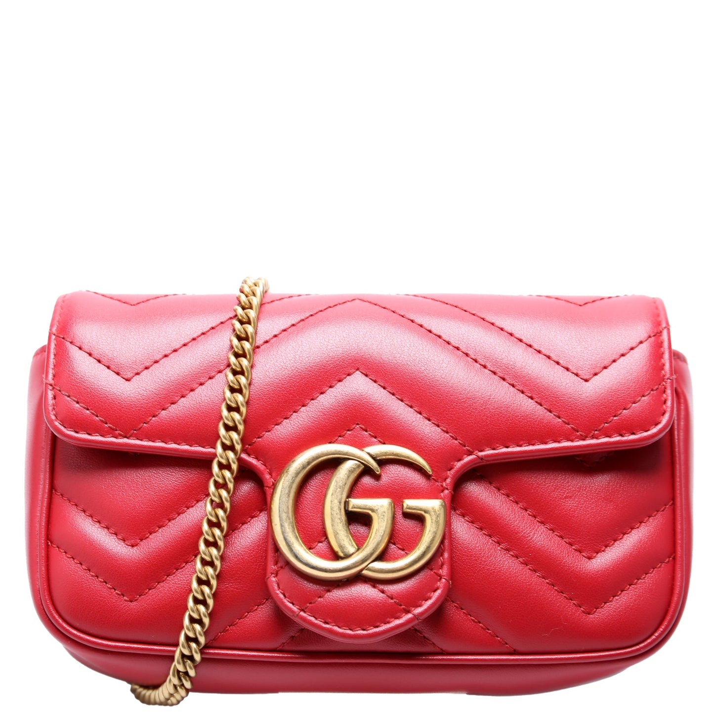 Gucci  Marmont Torchon Leather Super Mini Flap Red