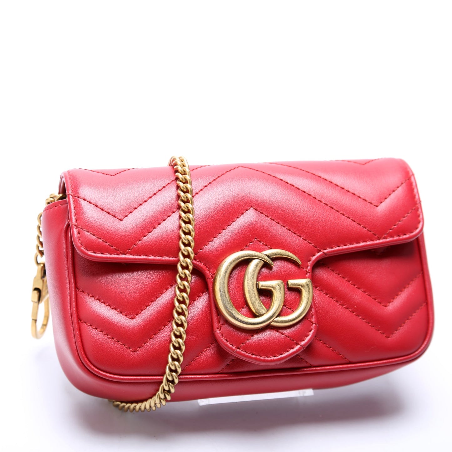 Gucci  Marmont Torchon Leather Super Mini Flap Red