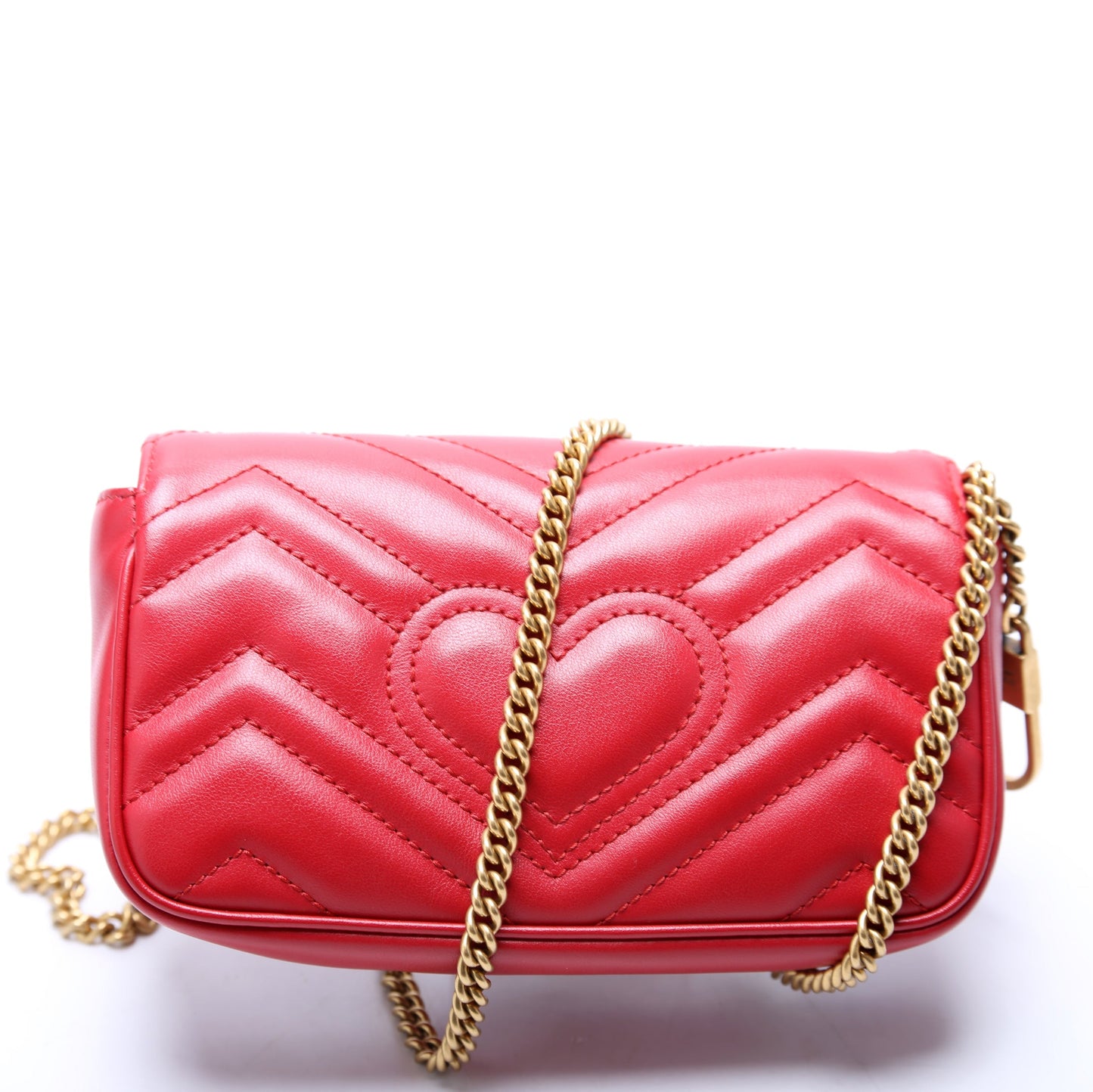 Gucci  Marmont Torchon Leather Super Mini Flap Red