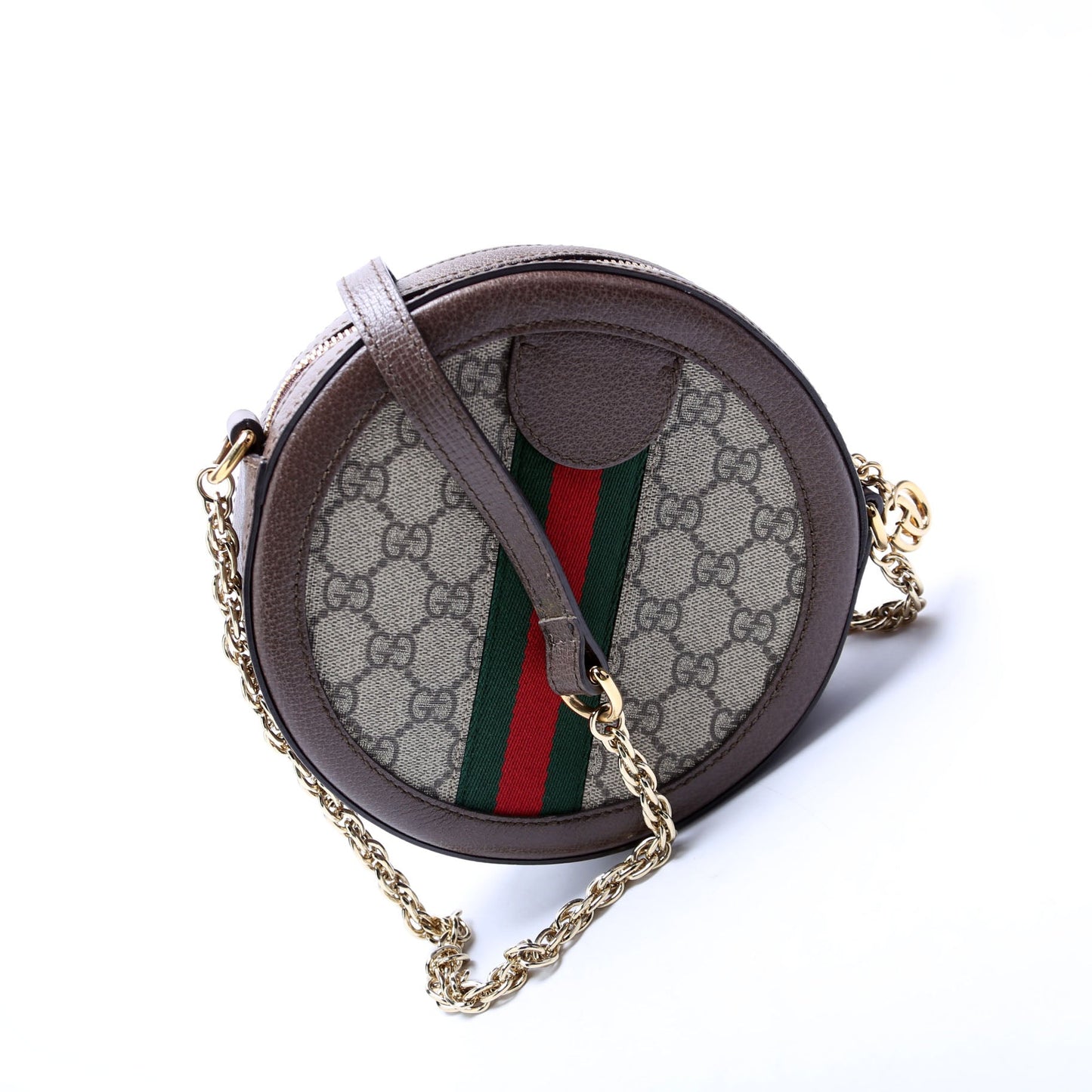 Gucci  Ophidia GG Supreme Round Small Crossbody Brown
