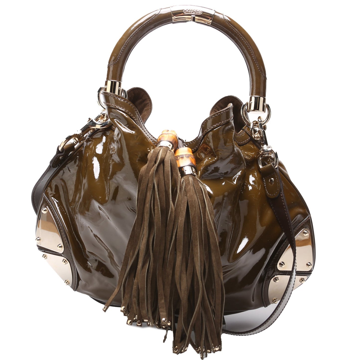 Gucci 177139 Indy Top Handle Hobo Patent Bag