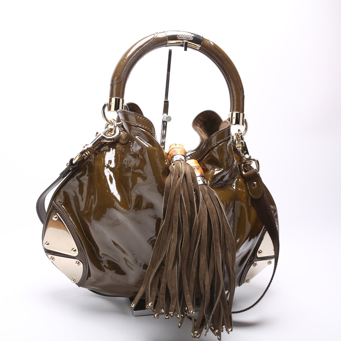 Gucci 177139 Indy Top Handle Hobo Patent Bag
