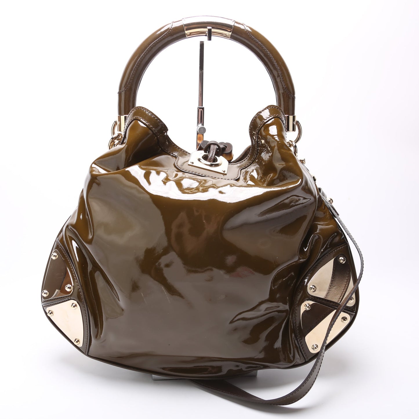 Gucci 177139 Indy Top Handle Hobo Patent Bag