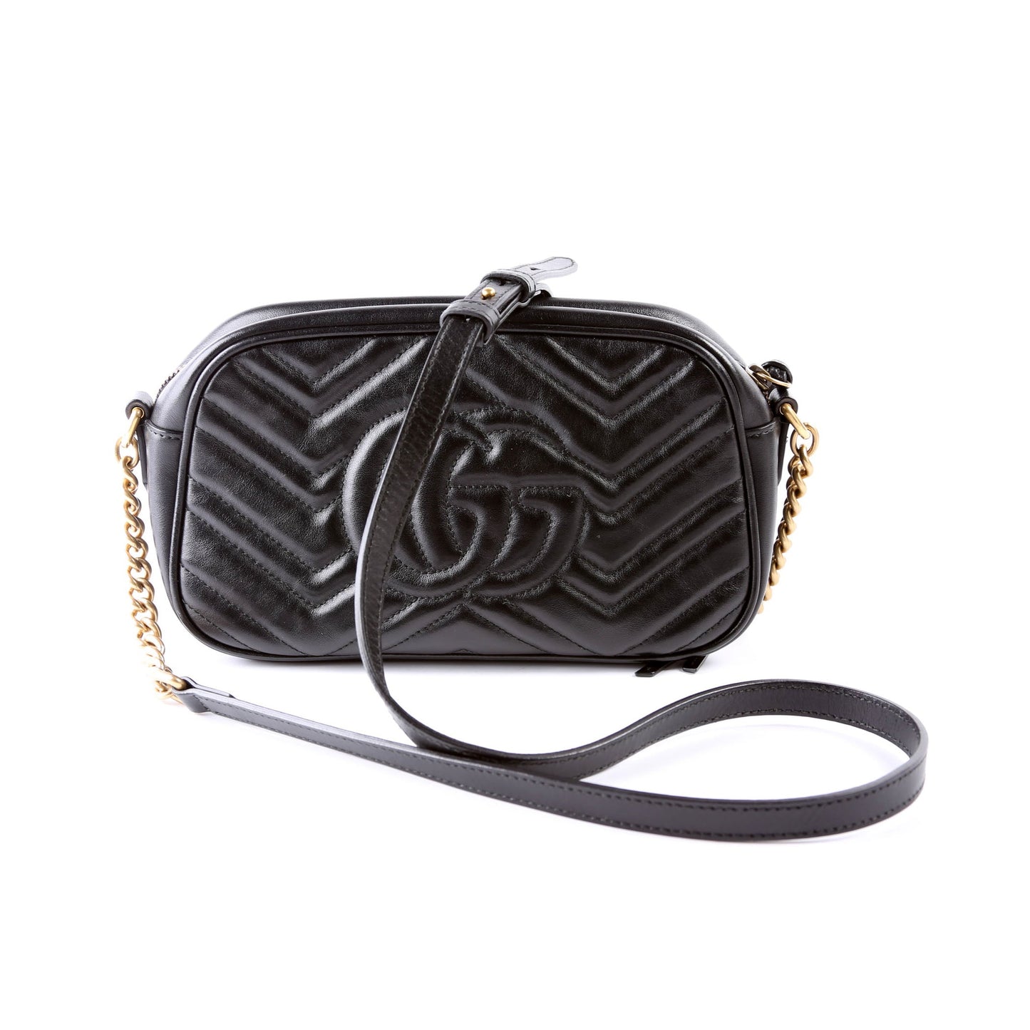 Gucci 447632 Marmont Small Leather Camera Black Bag