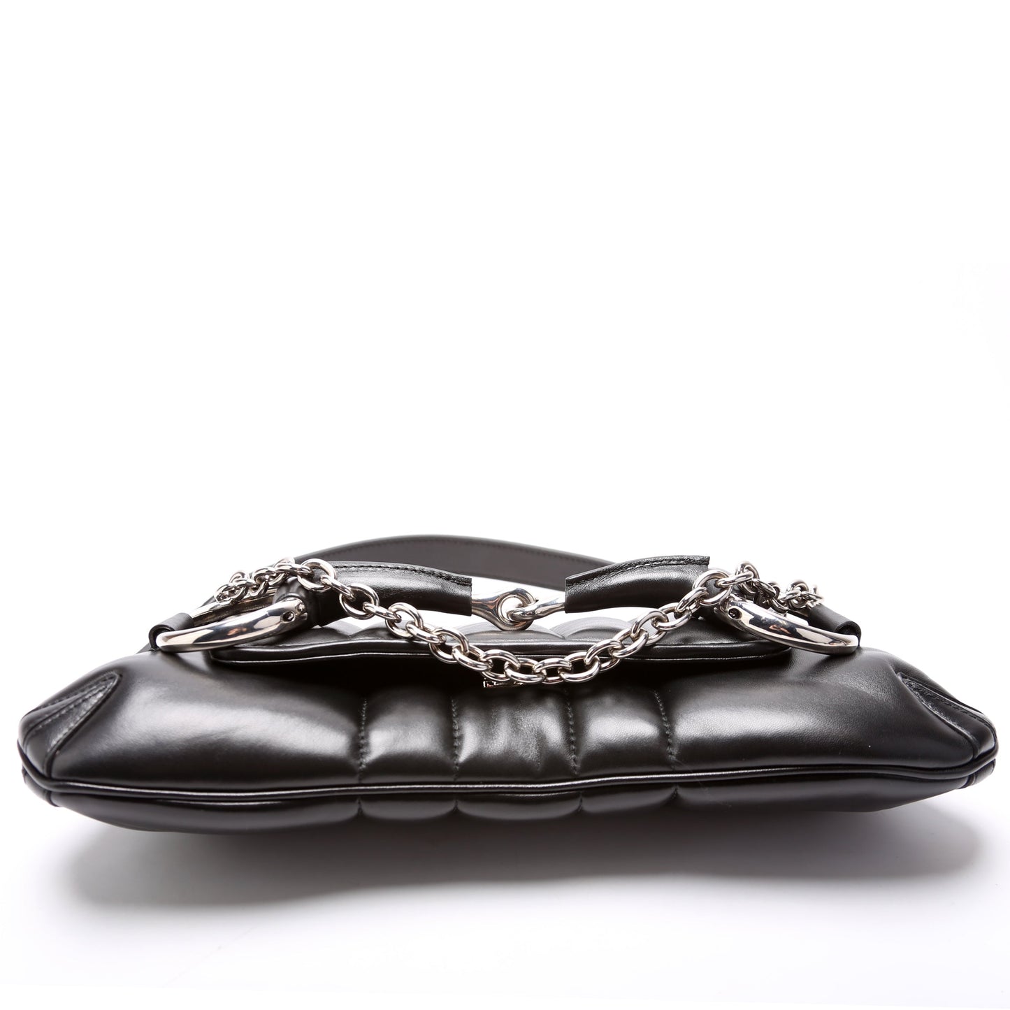 Gucci  Vertical Quilted Maxi Horsebit Chain Medium Shoulder Bag Black