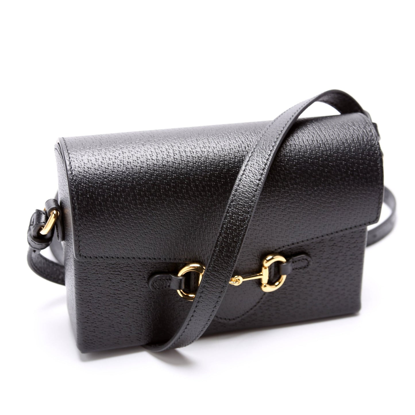 Gucci 723314 Horsebit 1955 Calfskin Shoulder Black Bag