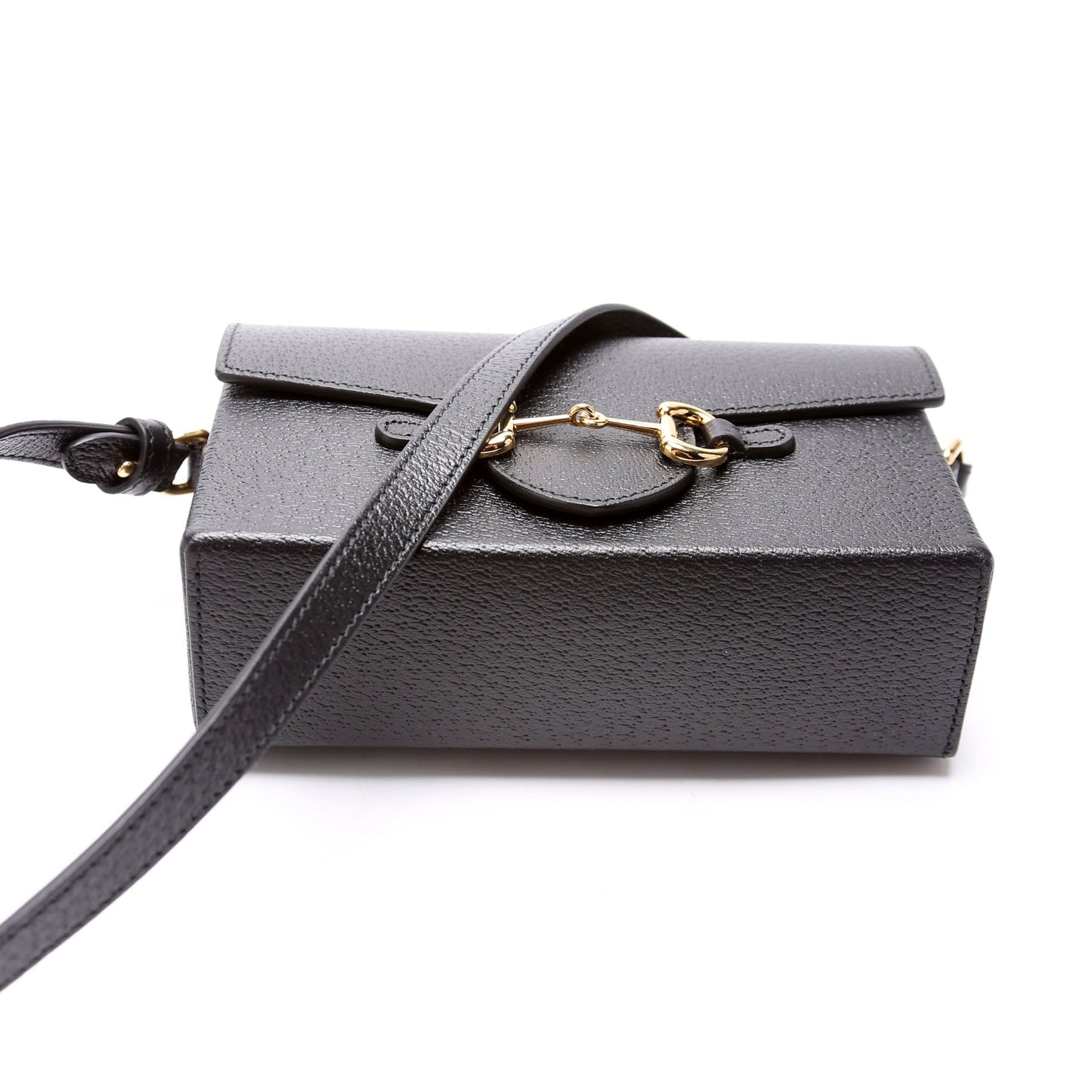 Gucci 723314 Horsebit 1955 Calfskin Shoulder Black Bag