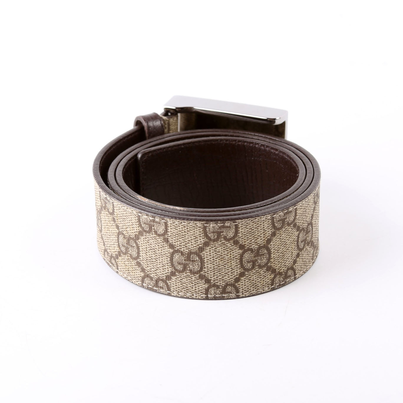 Gucci  GG Supreme Square Buckle Belt Size / Brown