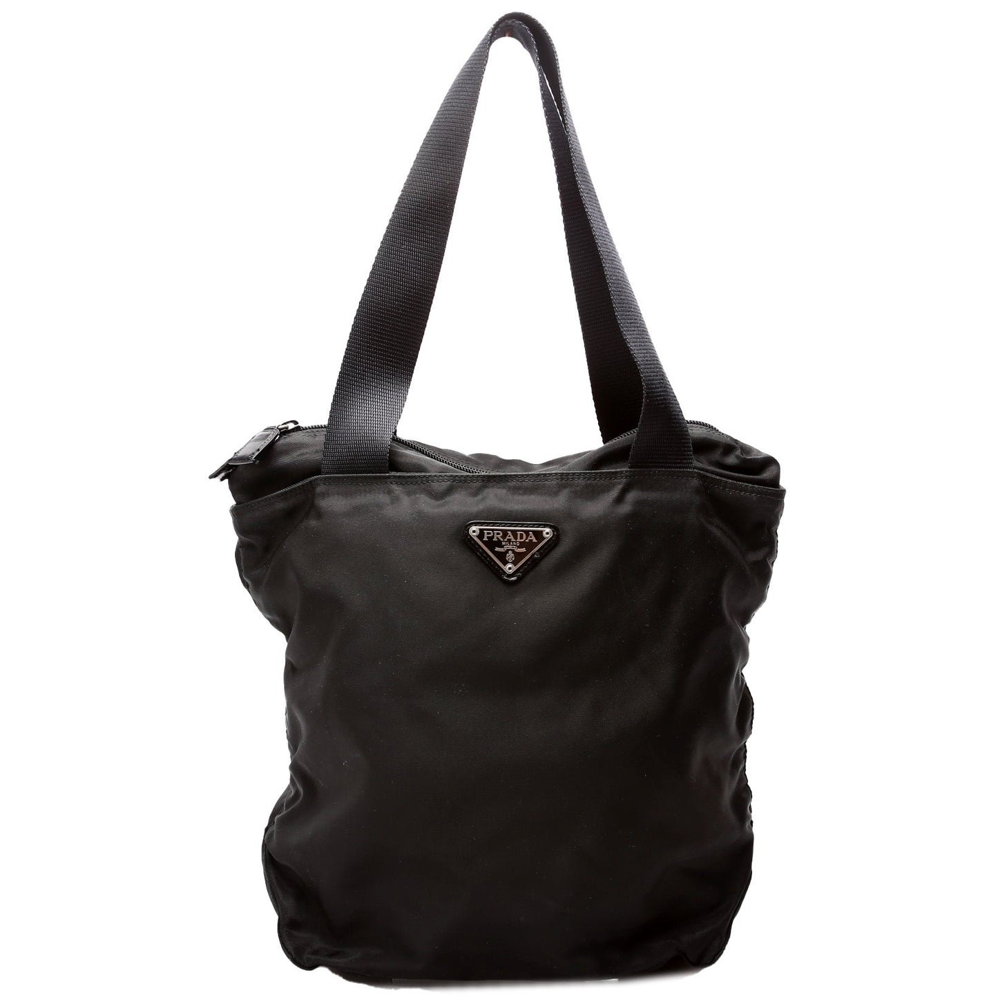 Prada Nylon Zip Tote   Black Bag