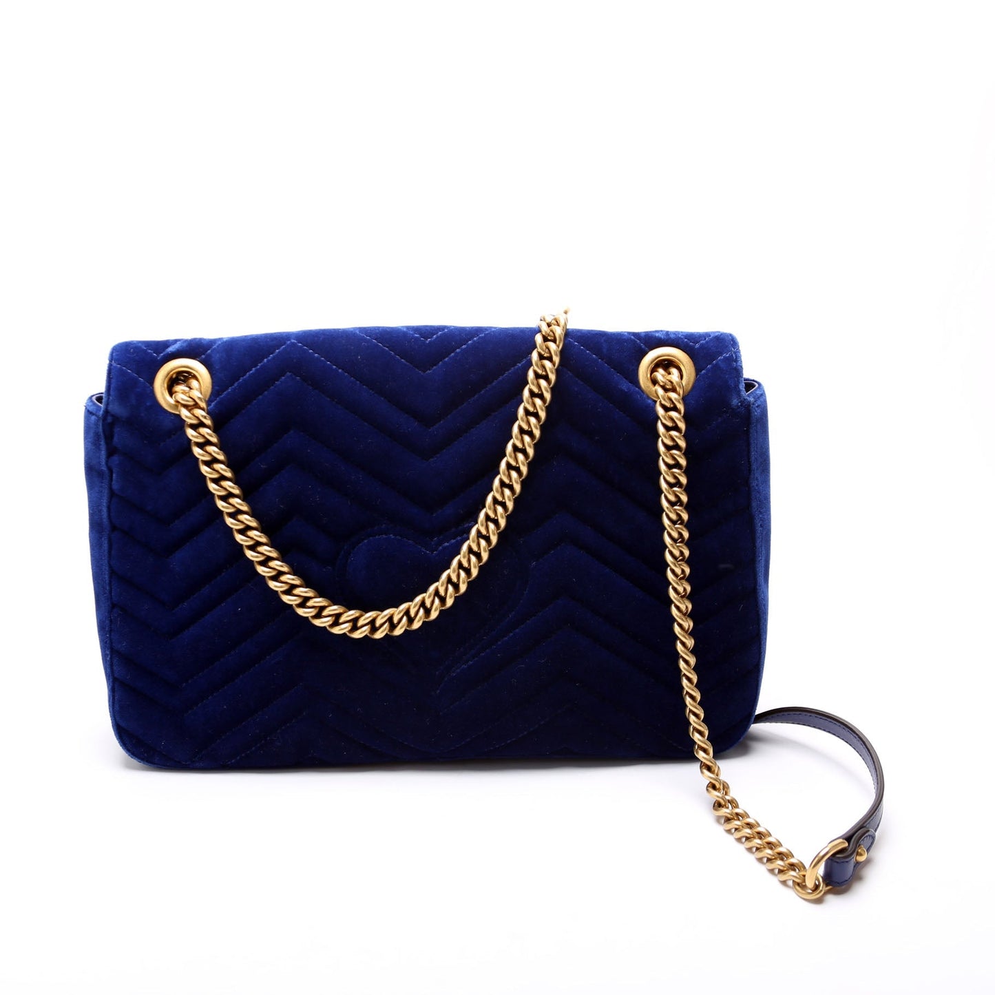 Gucci 443496 Marmont Velvet Modern Medium Blue Bag