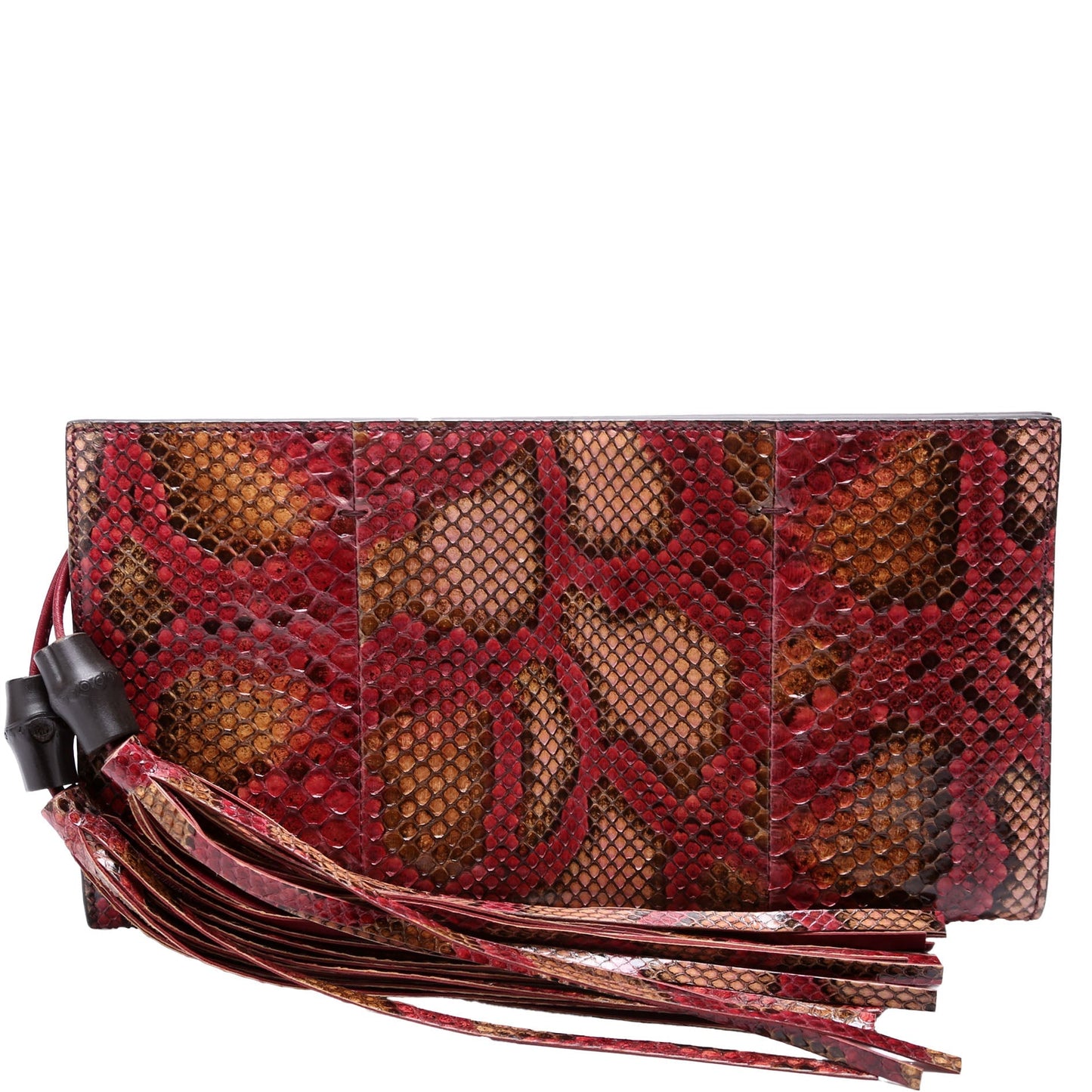 Gucci  Bamboo Tassel Snakeskin Clutch