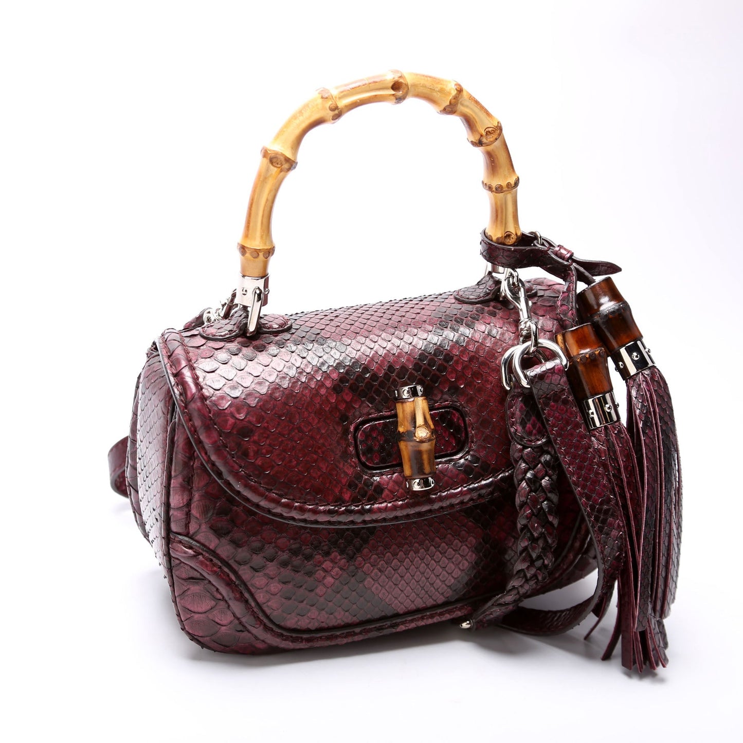 Gucci  Python New Bamboo Top Handle Medium Bag