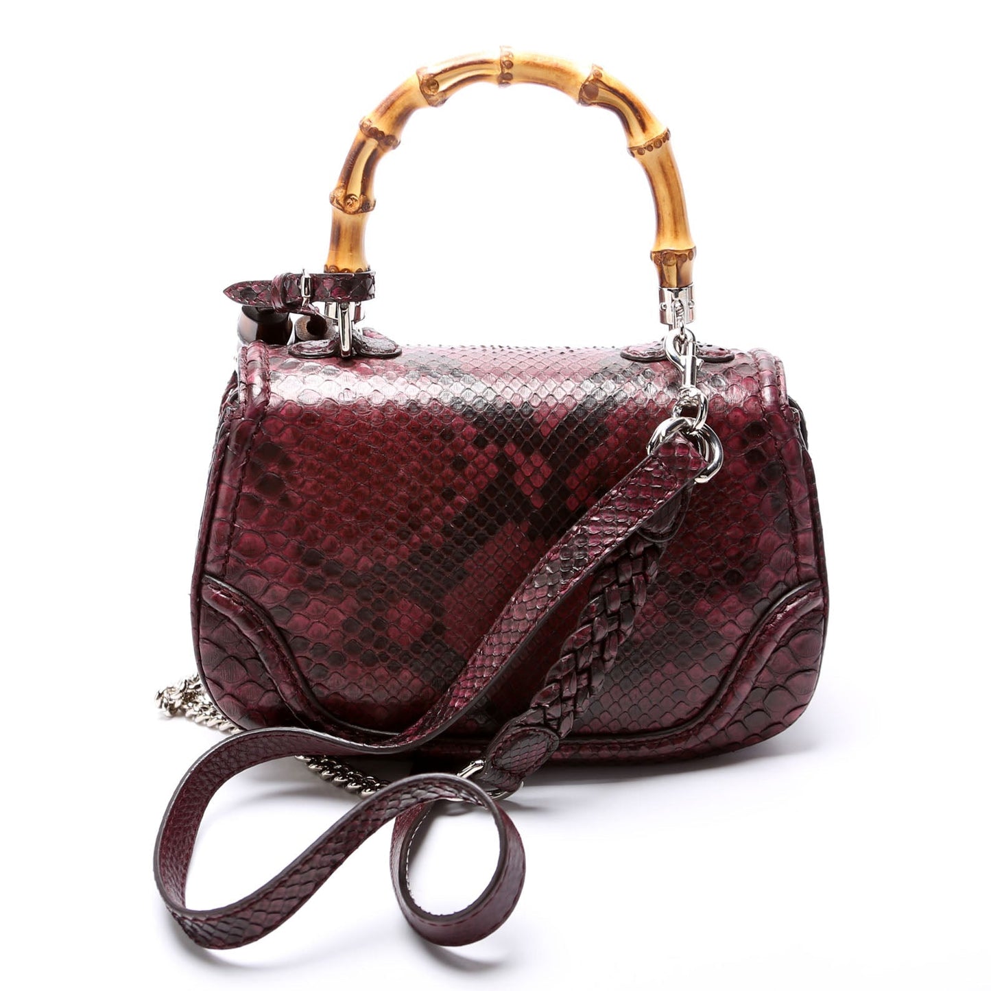 Gucci  Python New Bamboo Top Handle Medium Bag