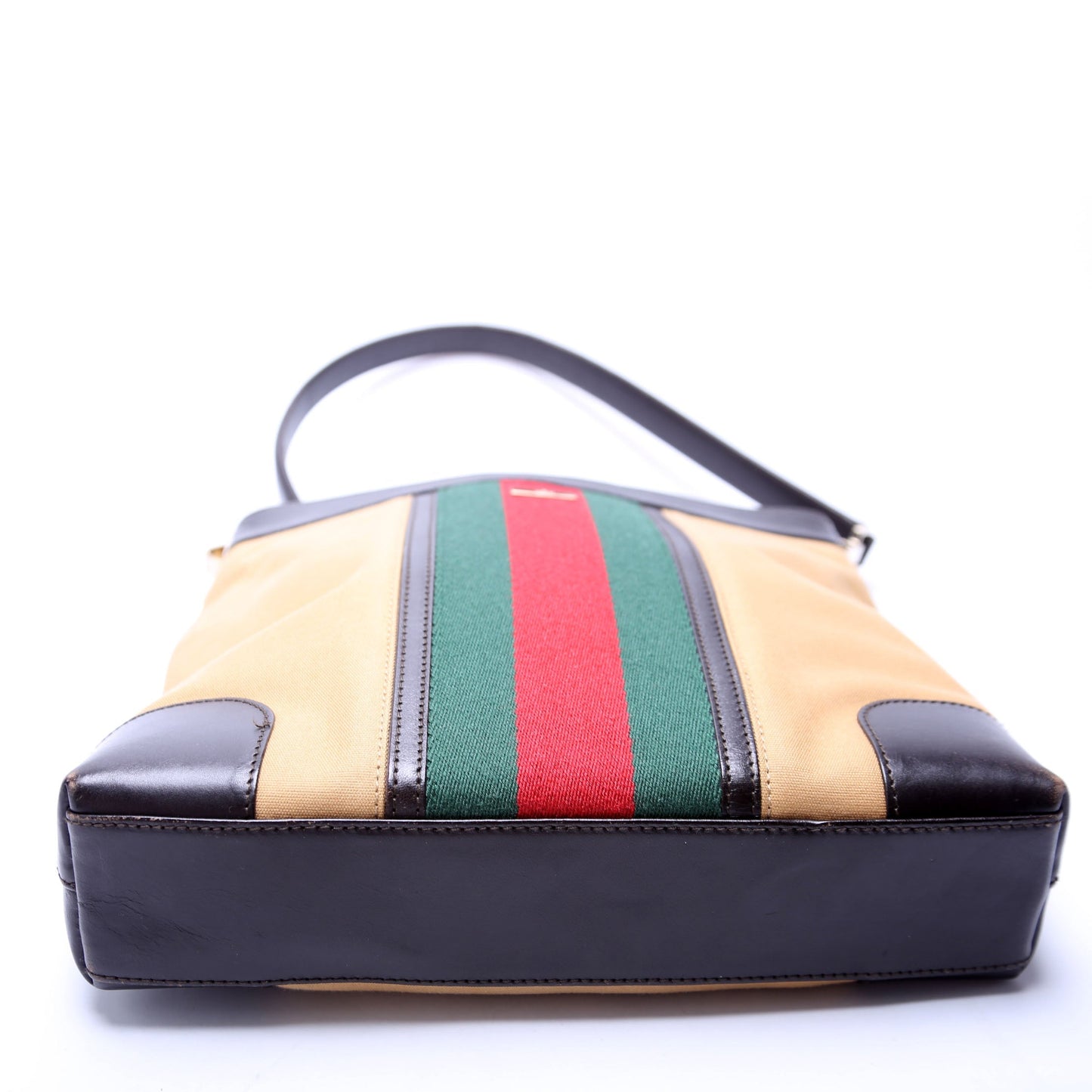 Gucci 0014231 Sherry Line Web/Leather Shoulder   Bag