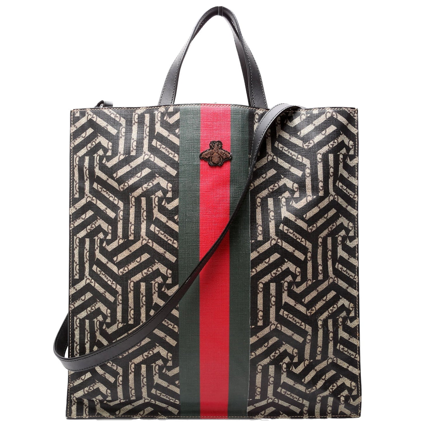 Gucci  Soft GG Supreme Caleido Web Vertical Tote Black/Beige