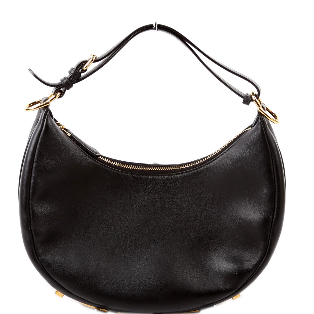 Fendi 8BR798graphy Small Leather Hobo Black Bag