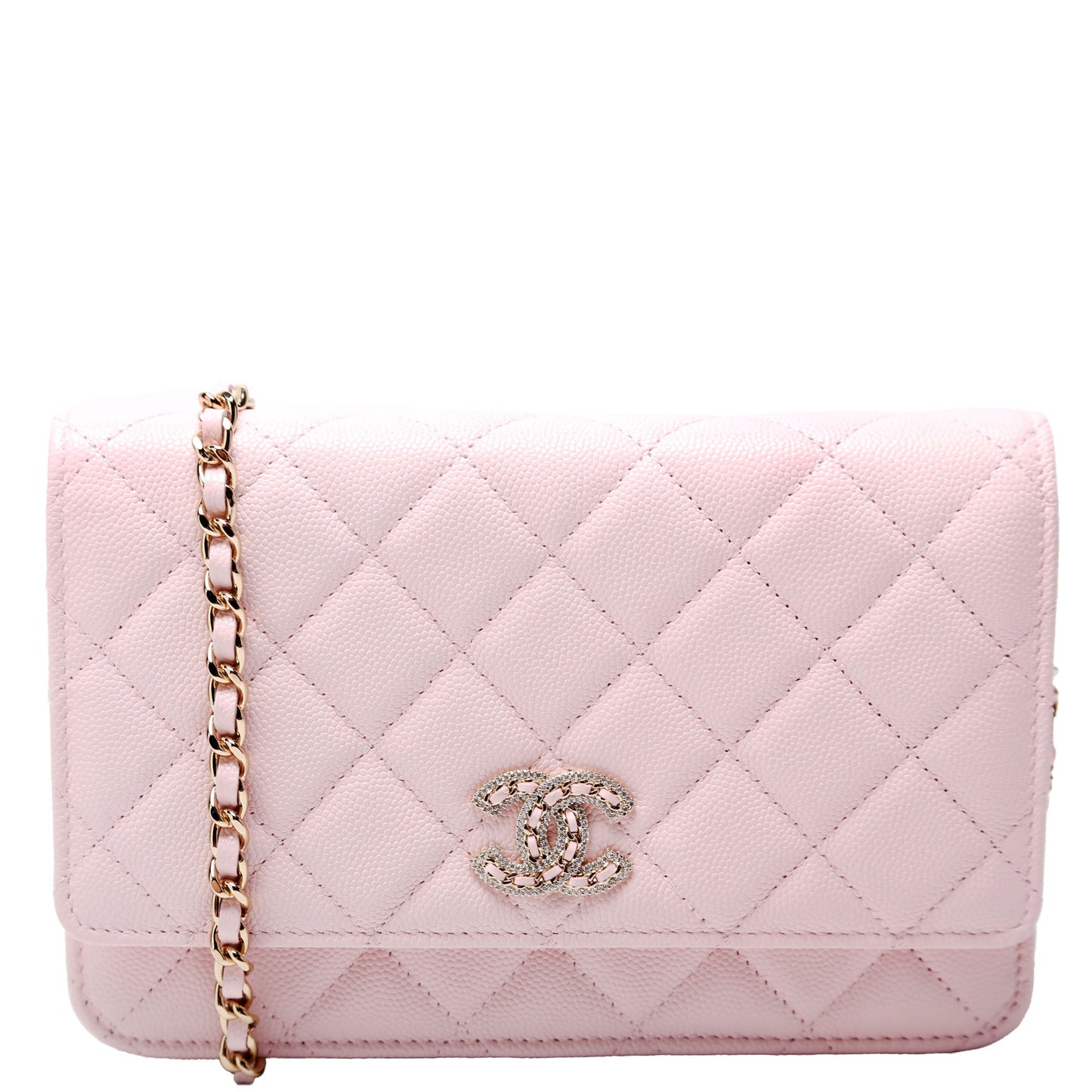 Chanel Wallet On Chain Crystal CC Quilted Caviar RFID Bag