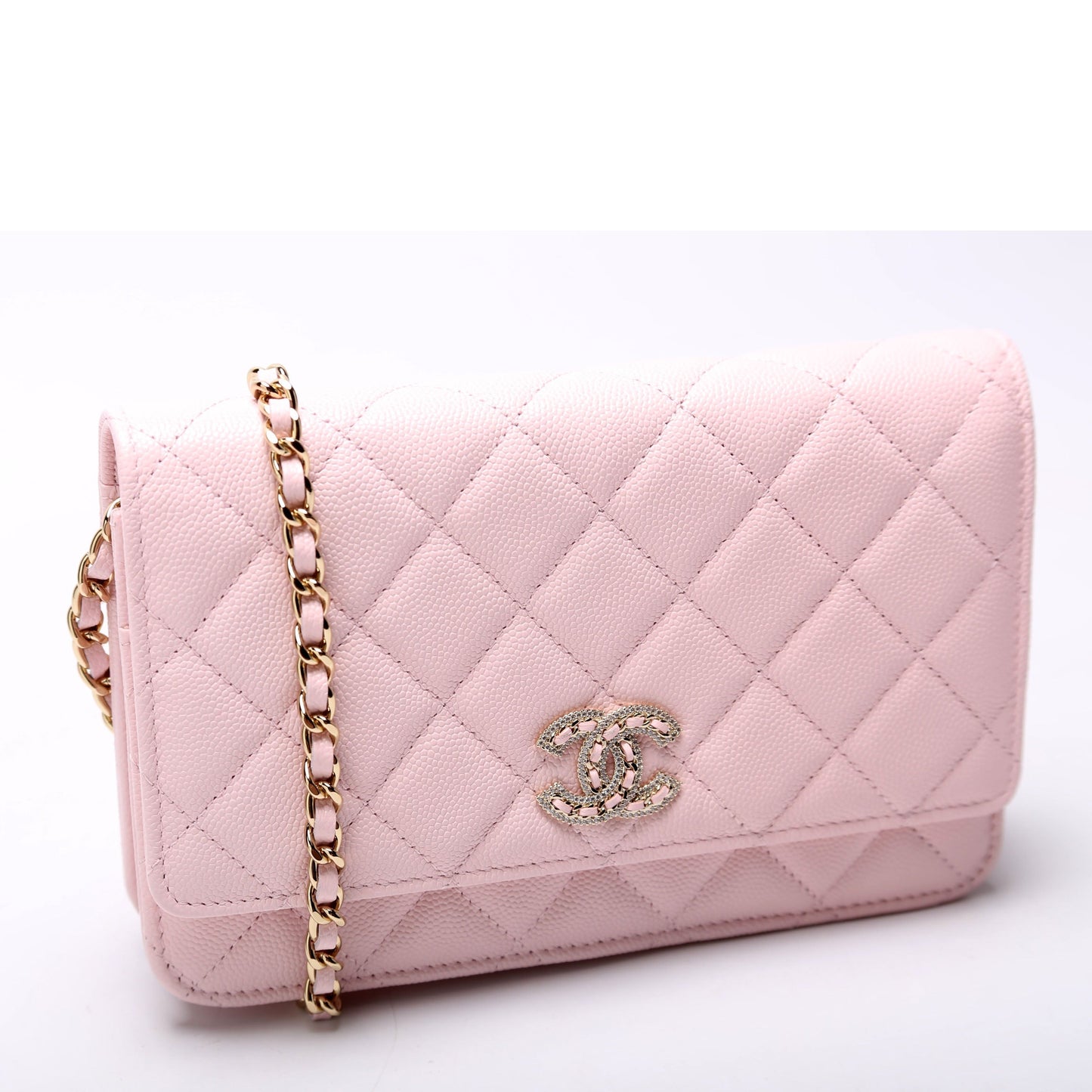 Chanel Wallet On Chain Crystal CC Quilted Caviar RFID Bag