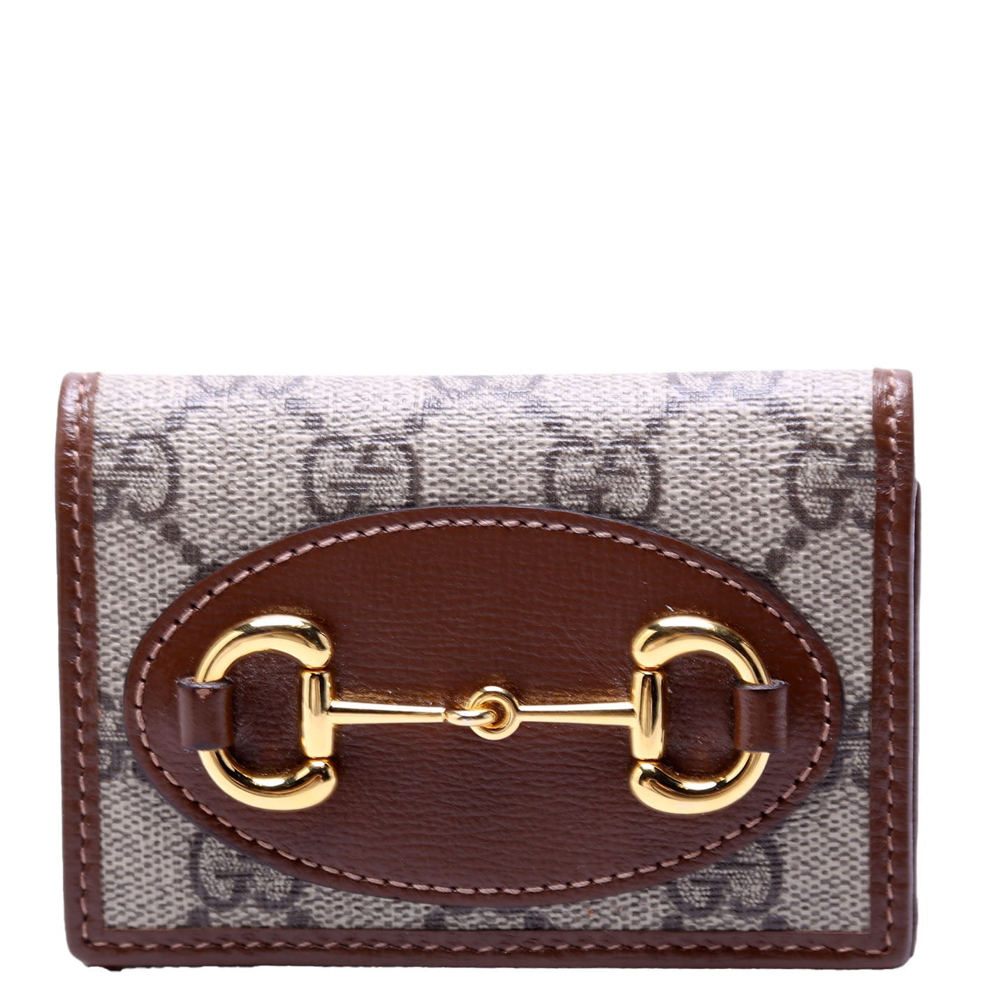 Gucci  Horsebit  GG Supreme Card Case Brown