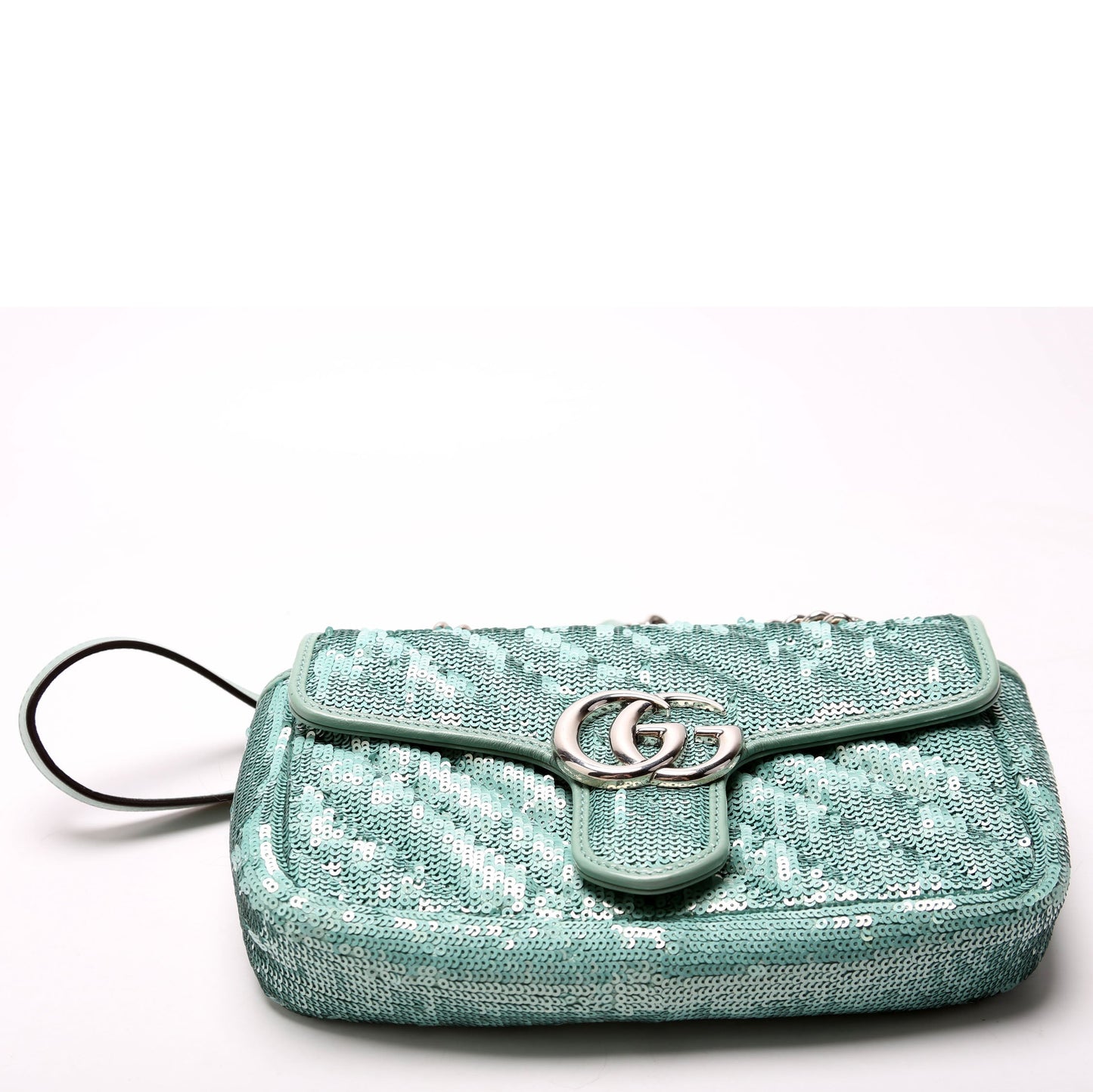 Gucci  Marmont Sequin Shoulder Mini Flap Teal