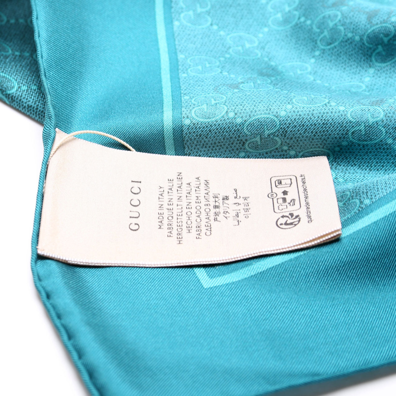 Gucci  GG With Horsebit Silk Square CM Scarf Teal