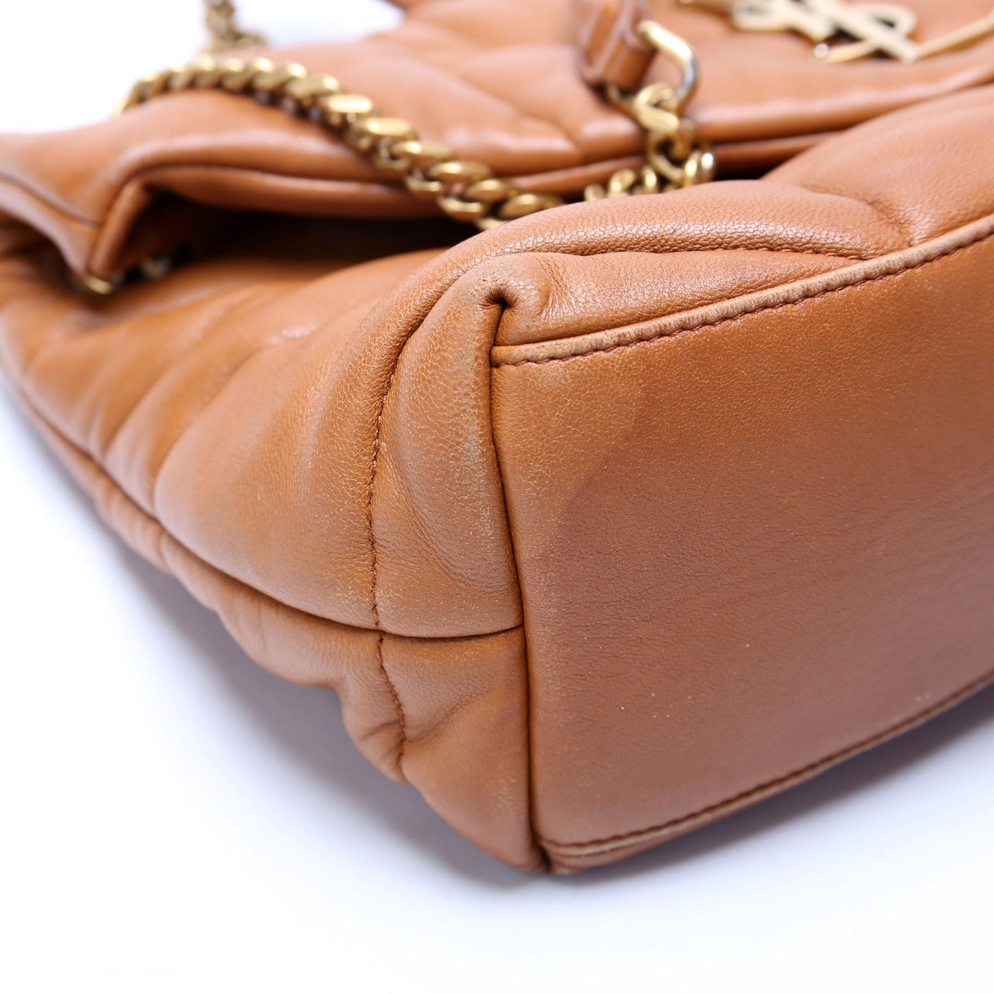 Saint Laurent Puffer Quilted Small Lambskin 577476 Brown Bag