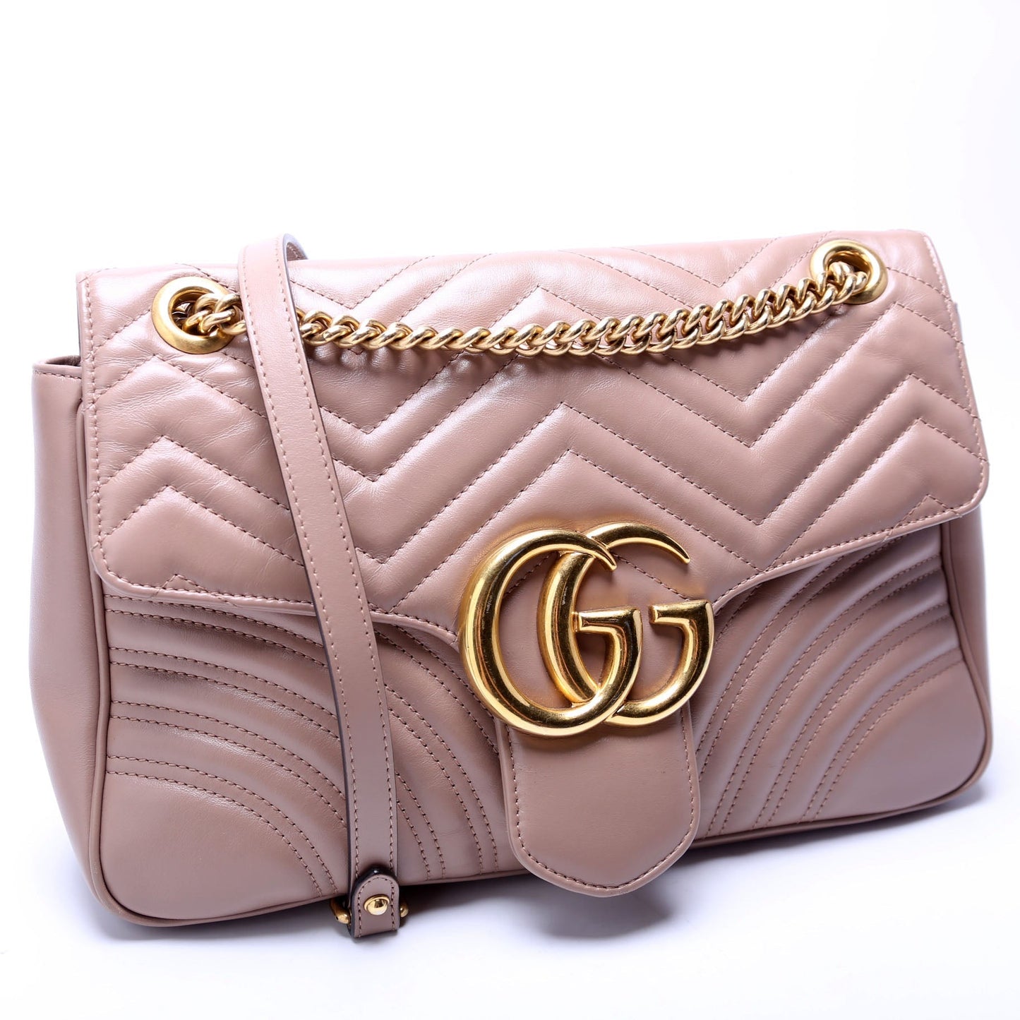 Gucci  Marmont Leather Shoulder Medium Nude