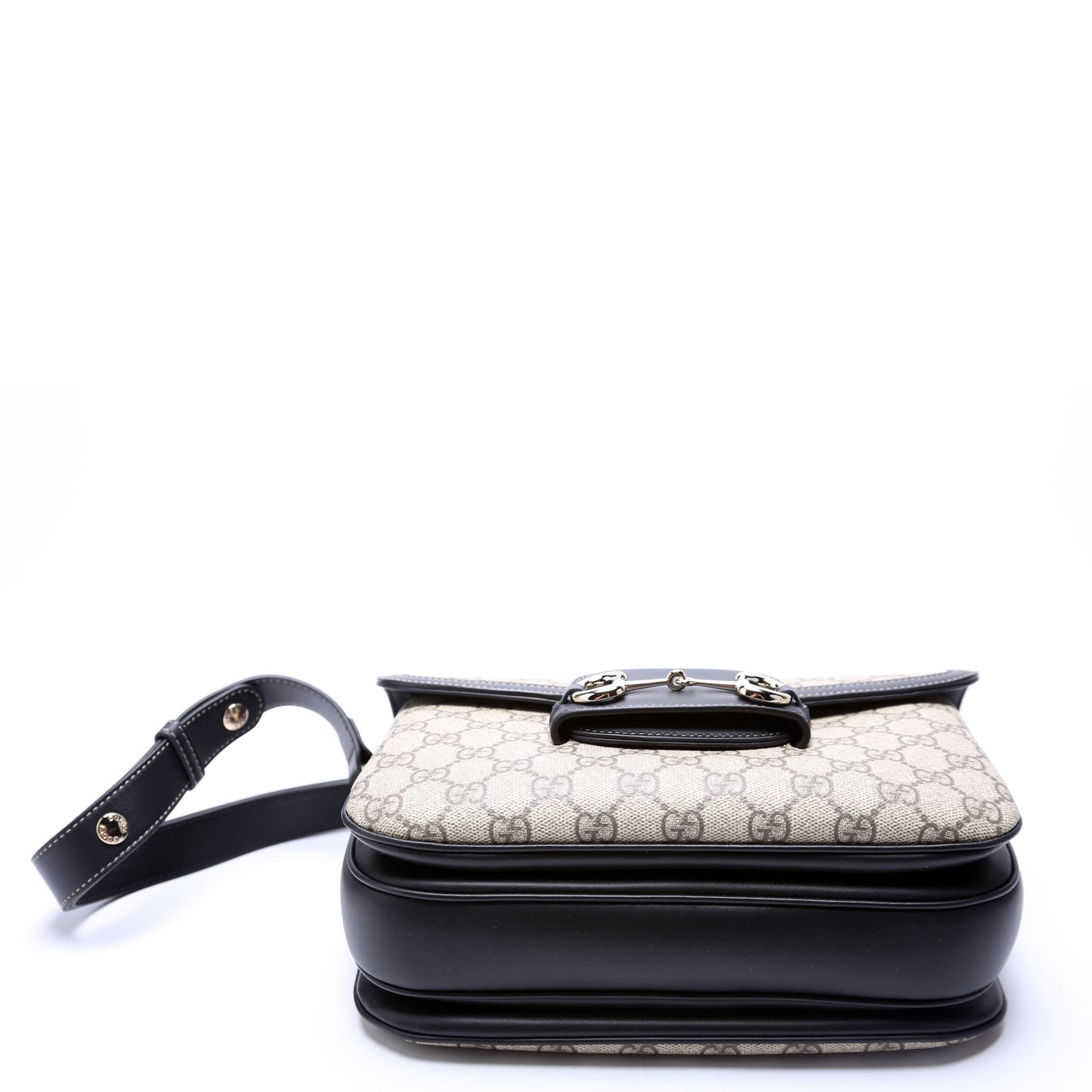 Gucci  GG Supreme  Horsebit Soft Medium Shoulder Bag Black