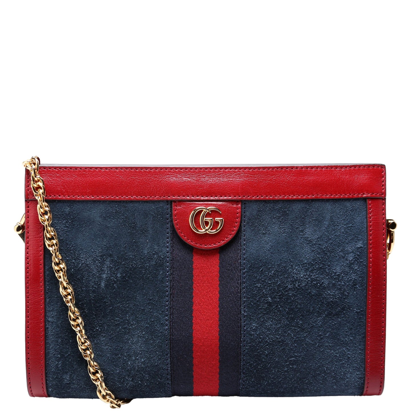 Gucci 503877 Ophidia Suede Shoulder Small Navy/Red Bag