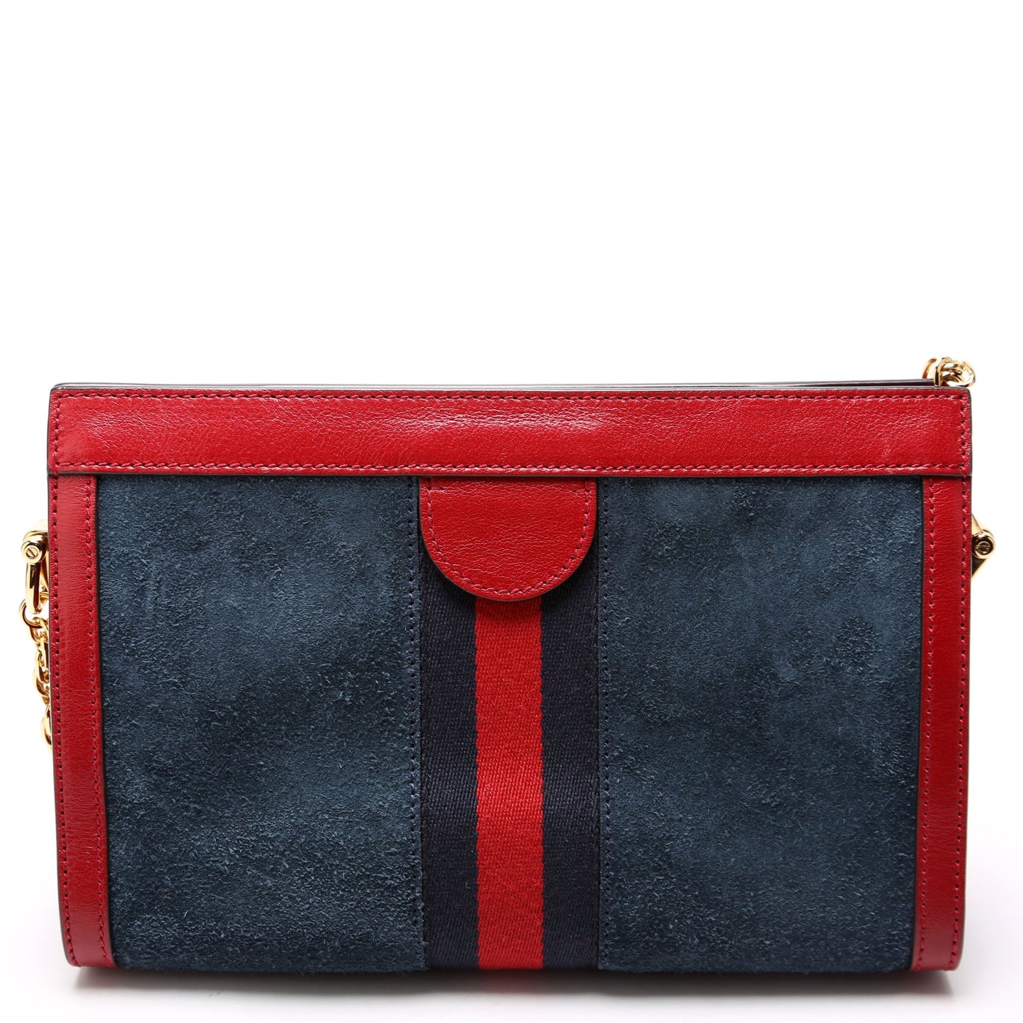 Gucci 503877 Ophidia Suede Shoulder Small Navy/Red Bag