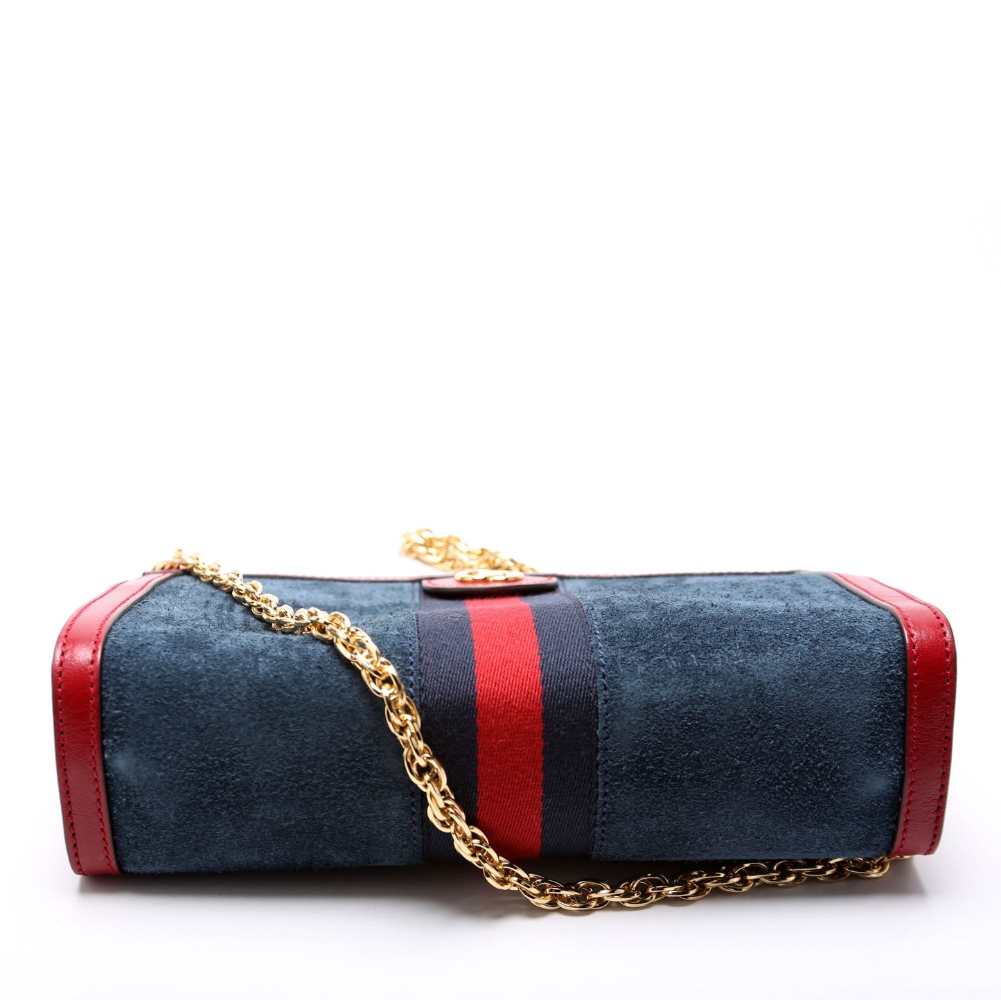 Gucci 503877 Ophidia Suede Shoulder Small Navy/Red Bag