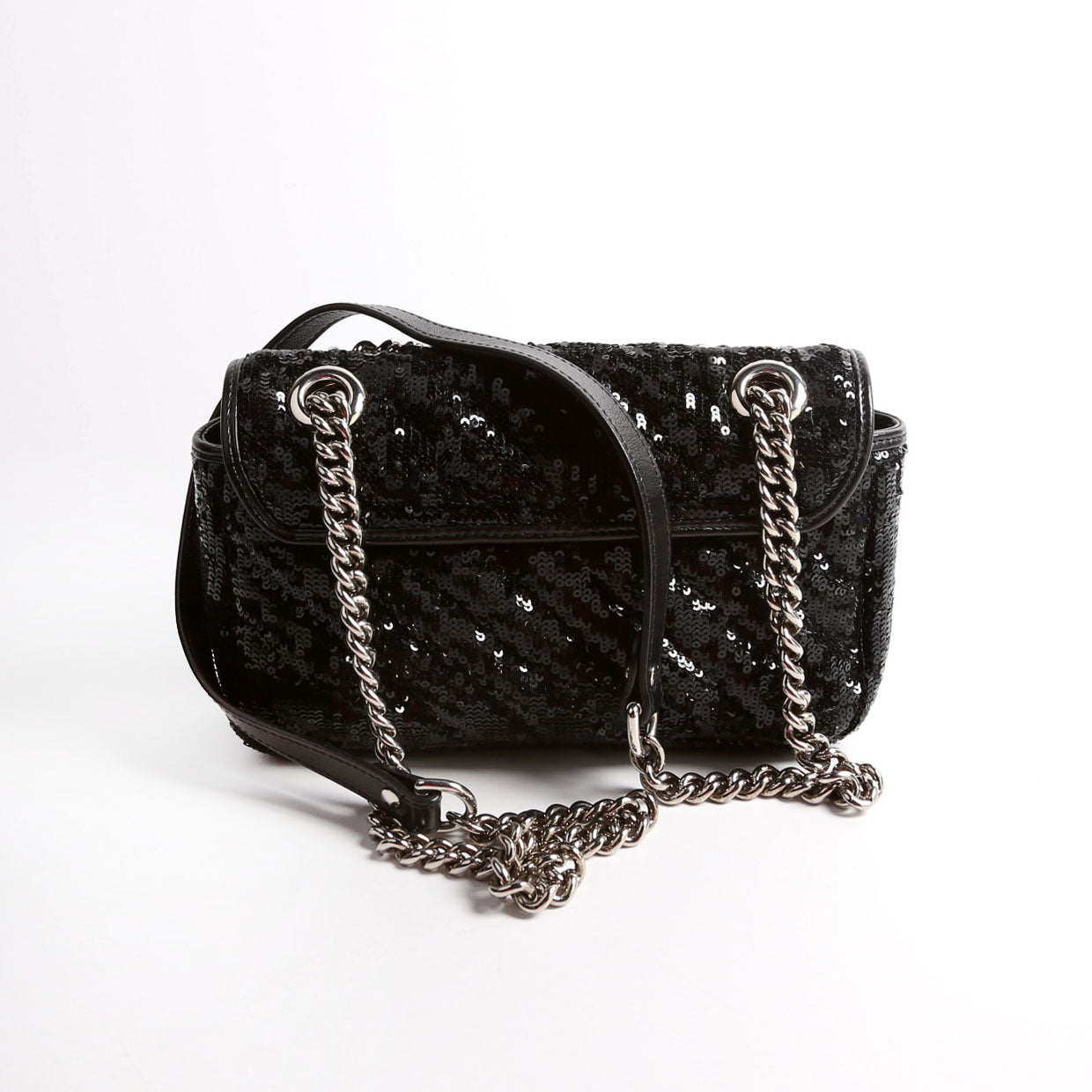 Gucci  Marmont Sequin Shoulder Mini Flap Black