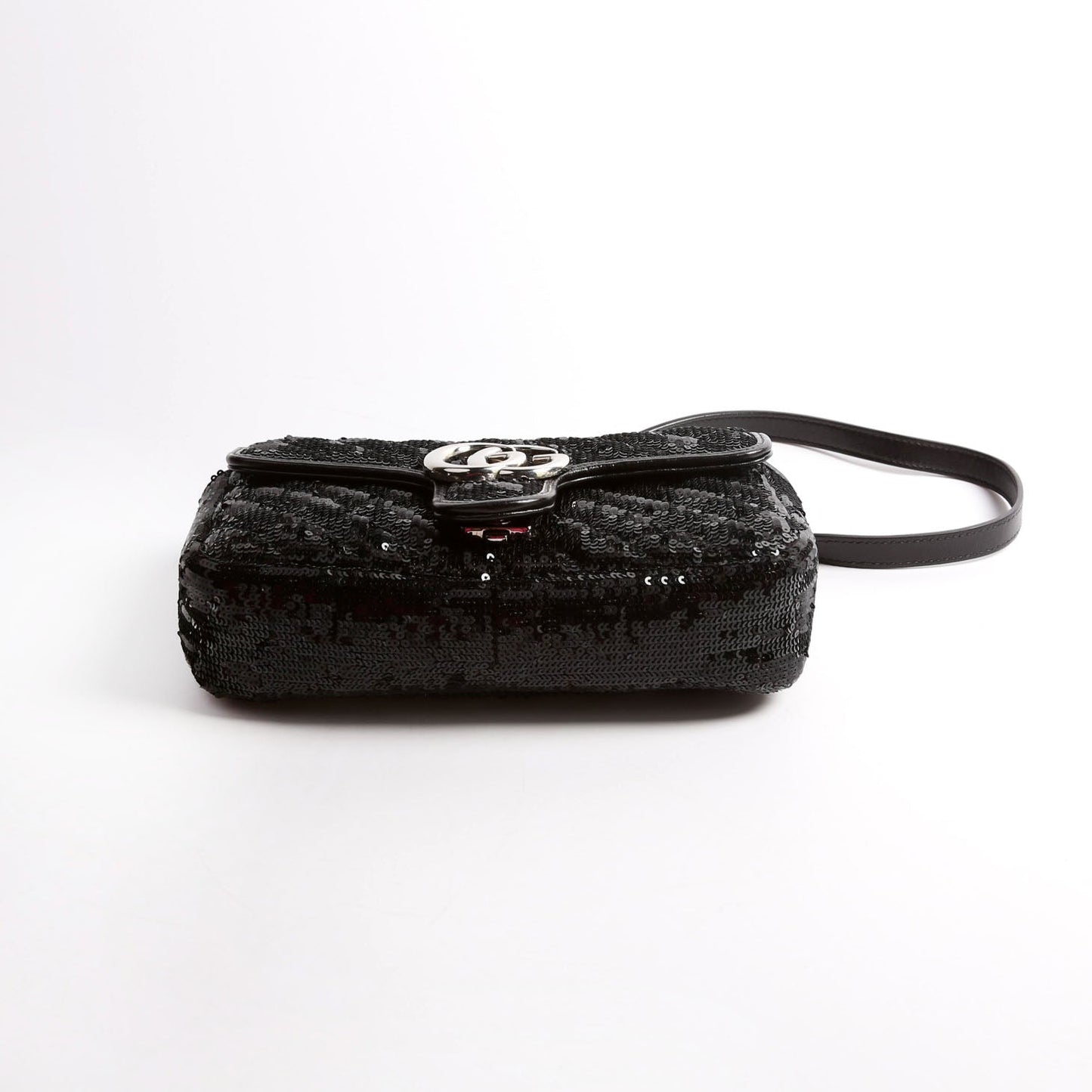Gucci  Marmont Sequin Shoulder Mini Flap Black