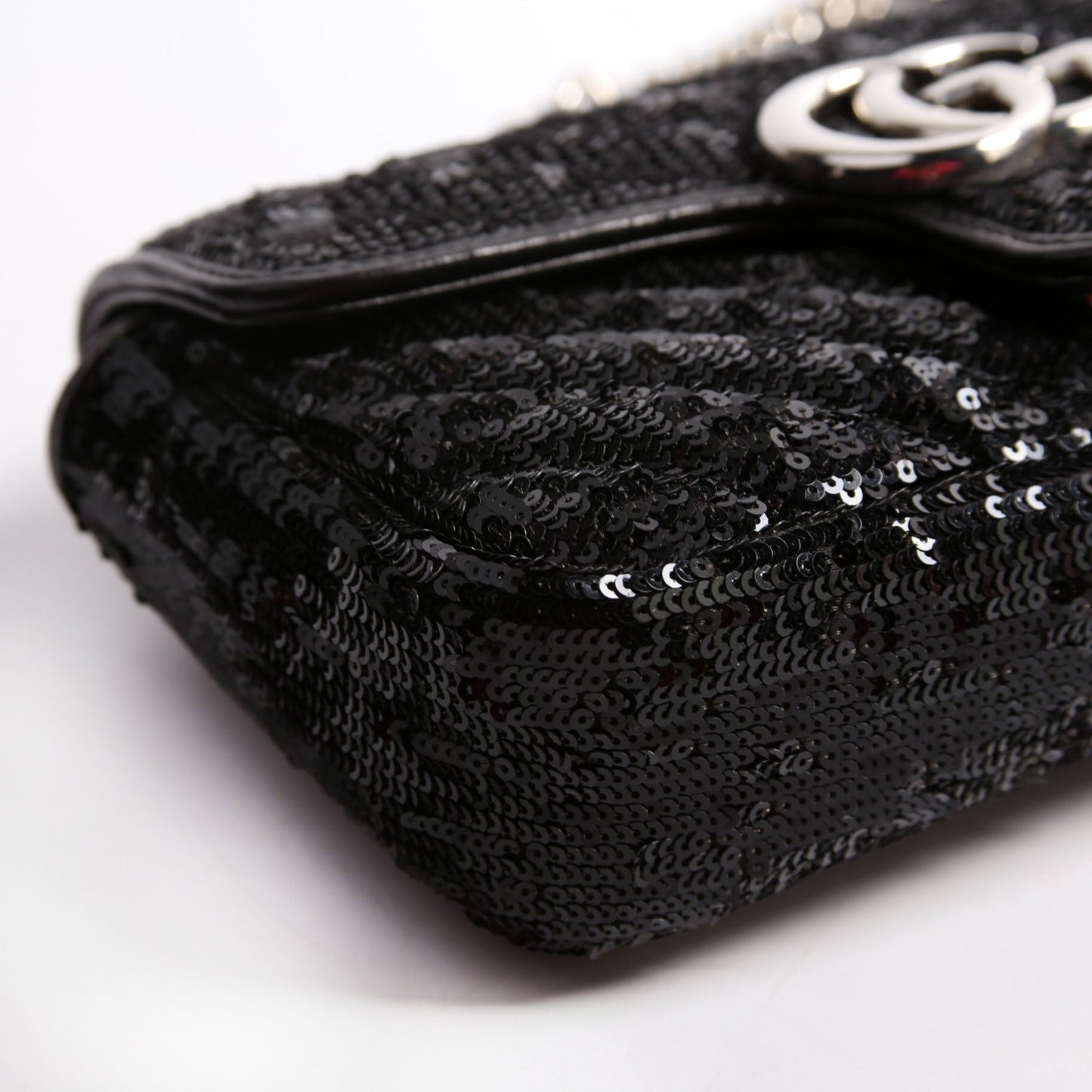 Gucci  Marmont Sequin Shoulder Mini Flap Black