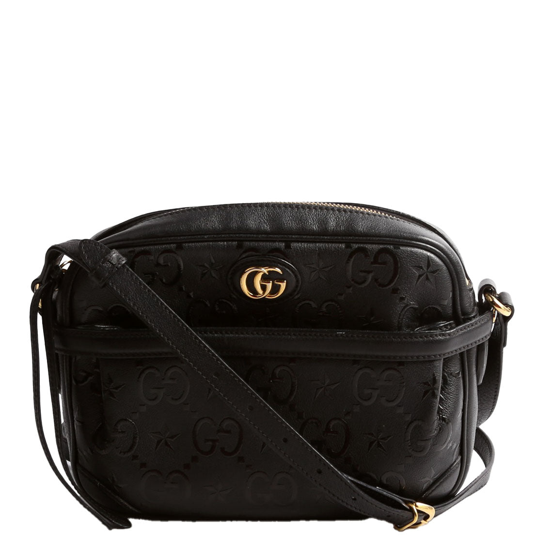 Gucci  GG Star Embossed Leather Small Shoulder Bag Black